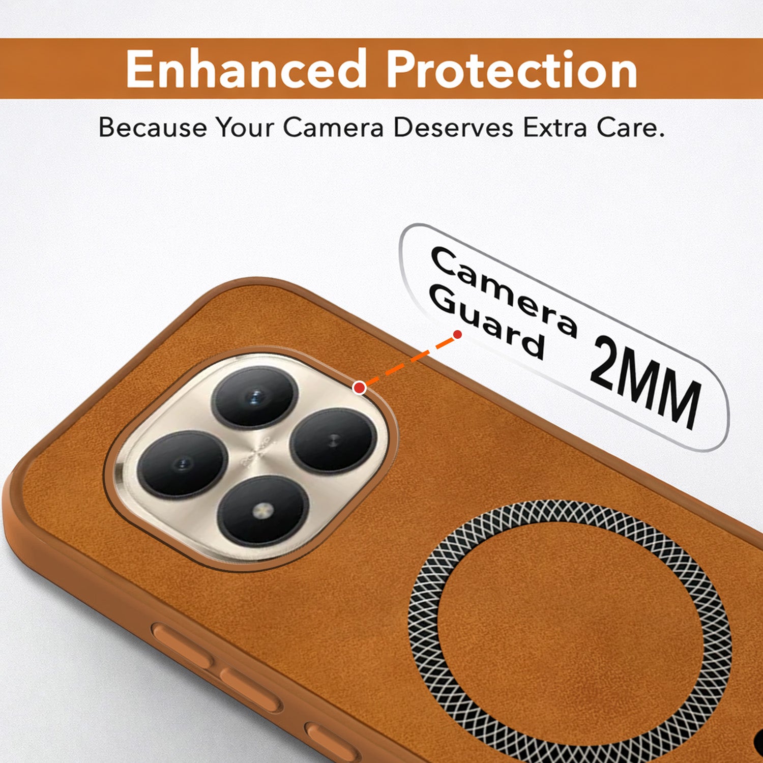 For Xiaomi Redmi Note 15 Pro Plus 5G Back Cover Case Leather Finish (MagSafe Compatible Wireless Charging | Soft Touch | Camera Bump Protection)