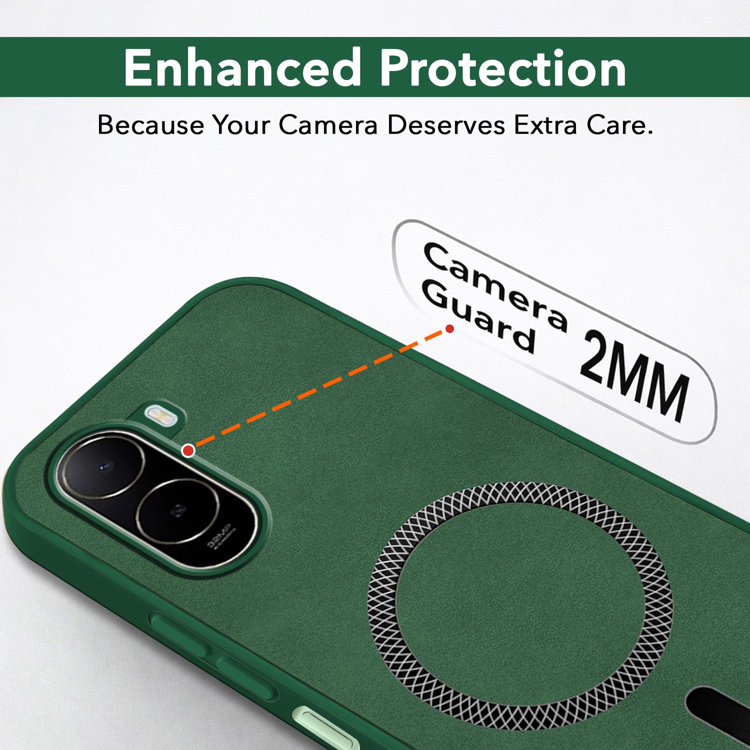 For Poco C81 Back Cover Case Leather Finish (MagSafe Compatible Wireless Charging | Soft Touch | Camera Bump Protection)