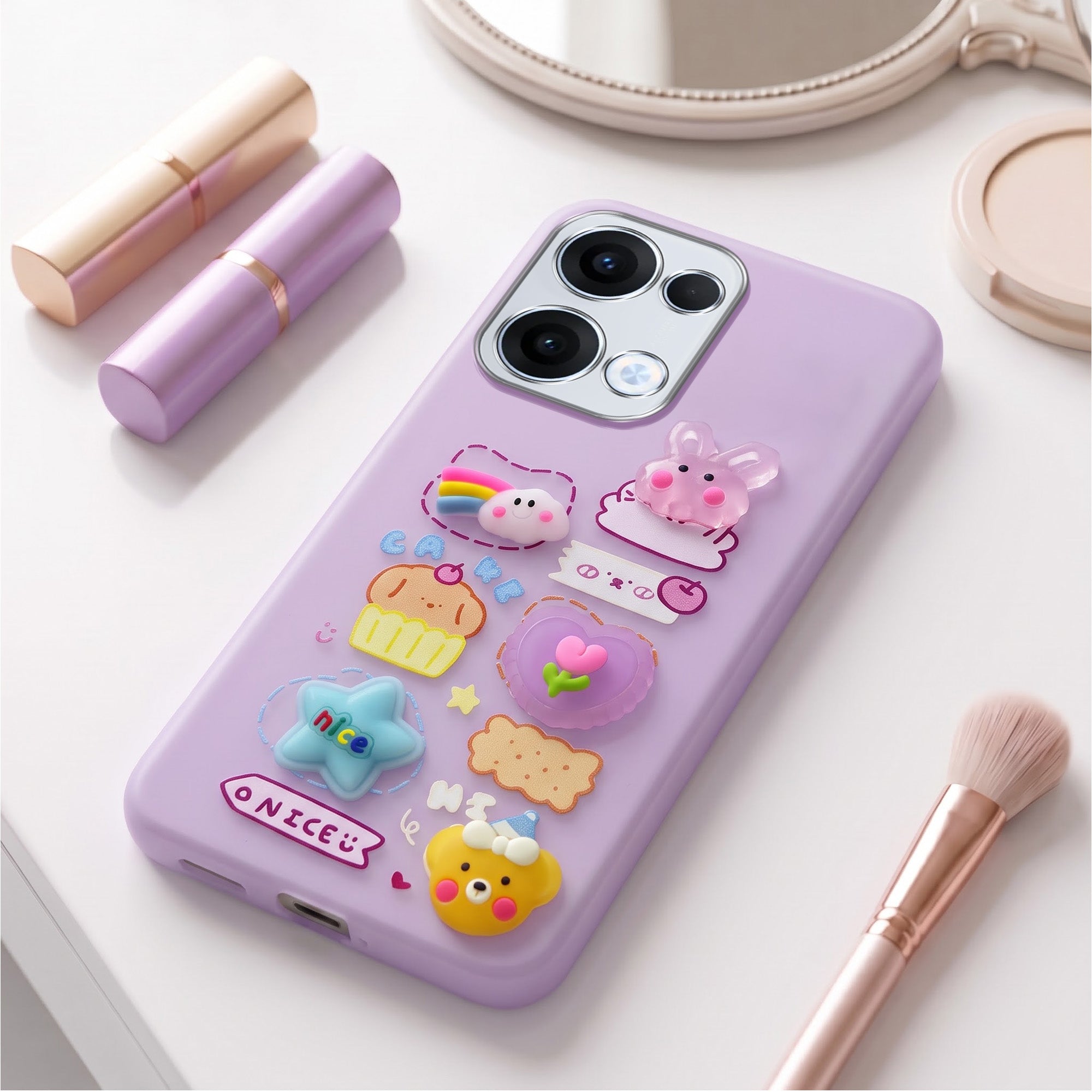 For Oppo Reno13 5G | Oppo Reno 13 5G Back Cover Case (3D Cute Cartoons | Hard Back Side Soft | Matte Premium Finish | HD Printing)