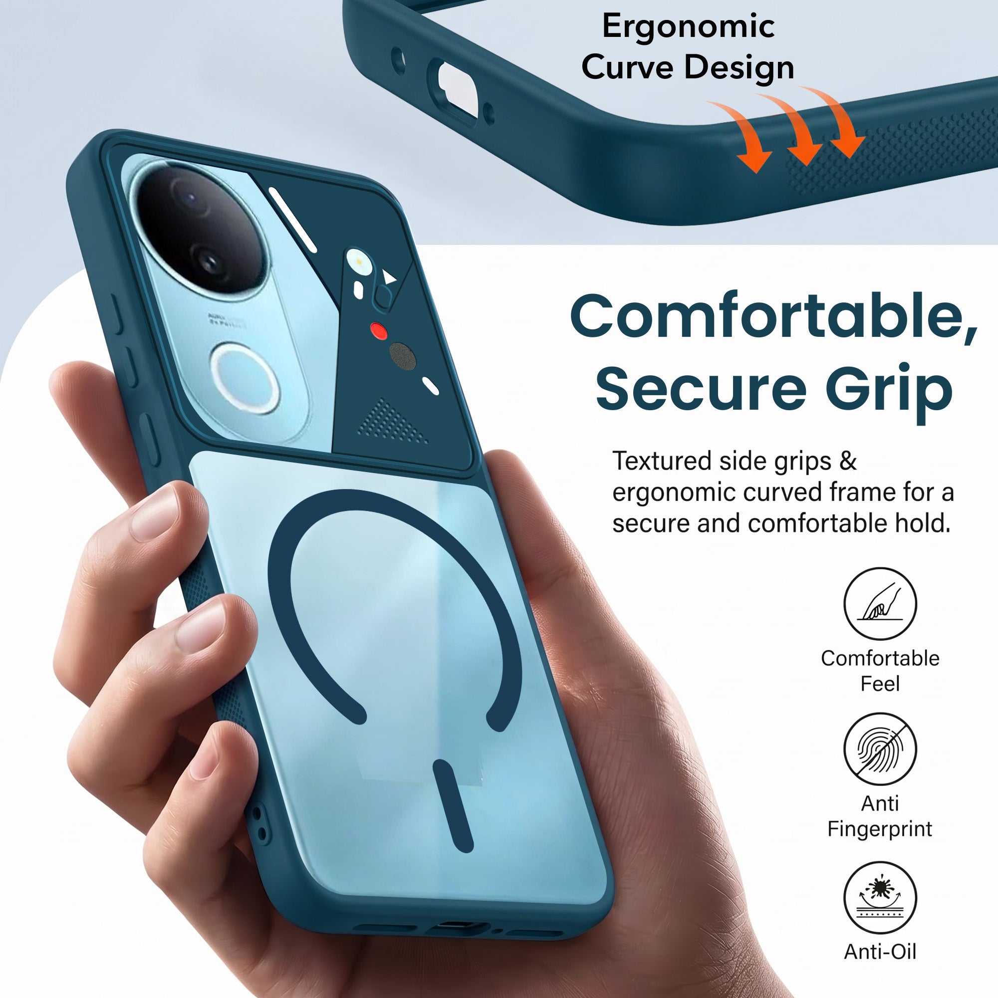 For Vivo iQOO Z10R Back Cover Case Lifetime Anti-Yellow Clear (Camera Protection | Side Grip | Wireless MagSafe Compatible)