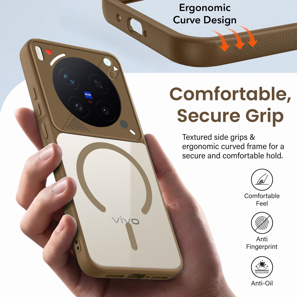 For Vivo X300 Pro Back Cover Case Lifetime Anti-Yellow Clear (Camera Protection | Side Grip | Wireless MagSafe Compatible)