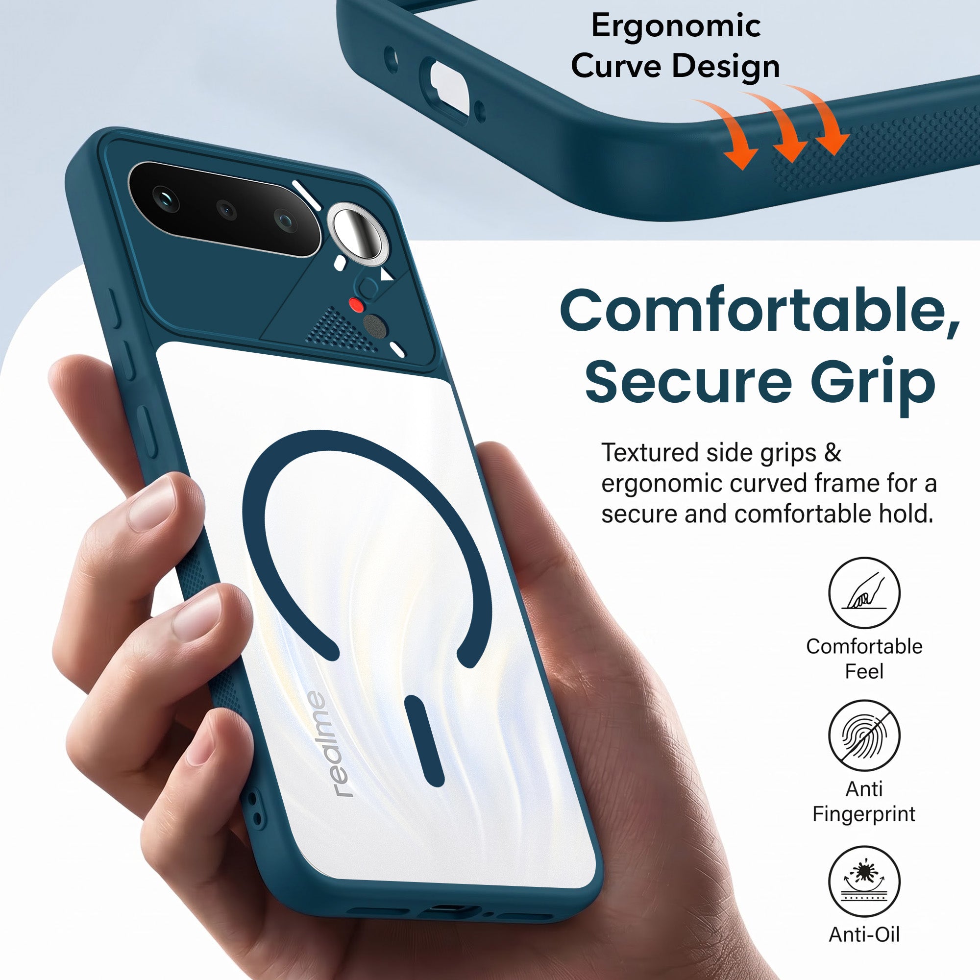 For Realme 16 Back Cover Case Lifetime Anti-Yellow Clear (Camera Protection | Side Grip | Wireless MagSafe Compatible)