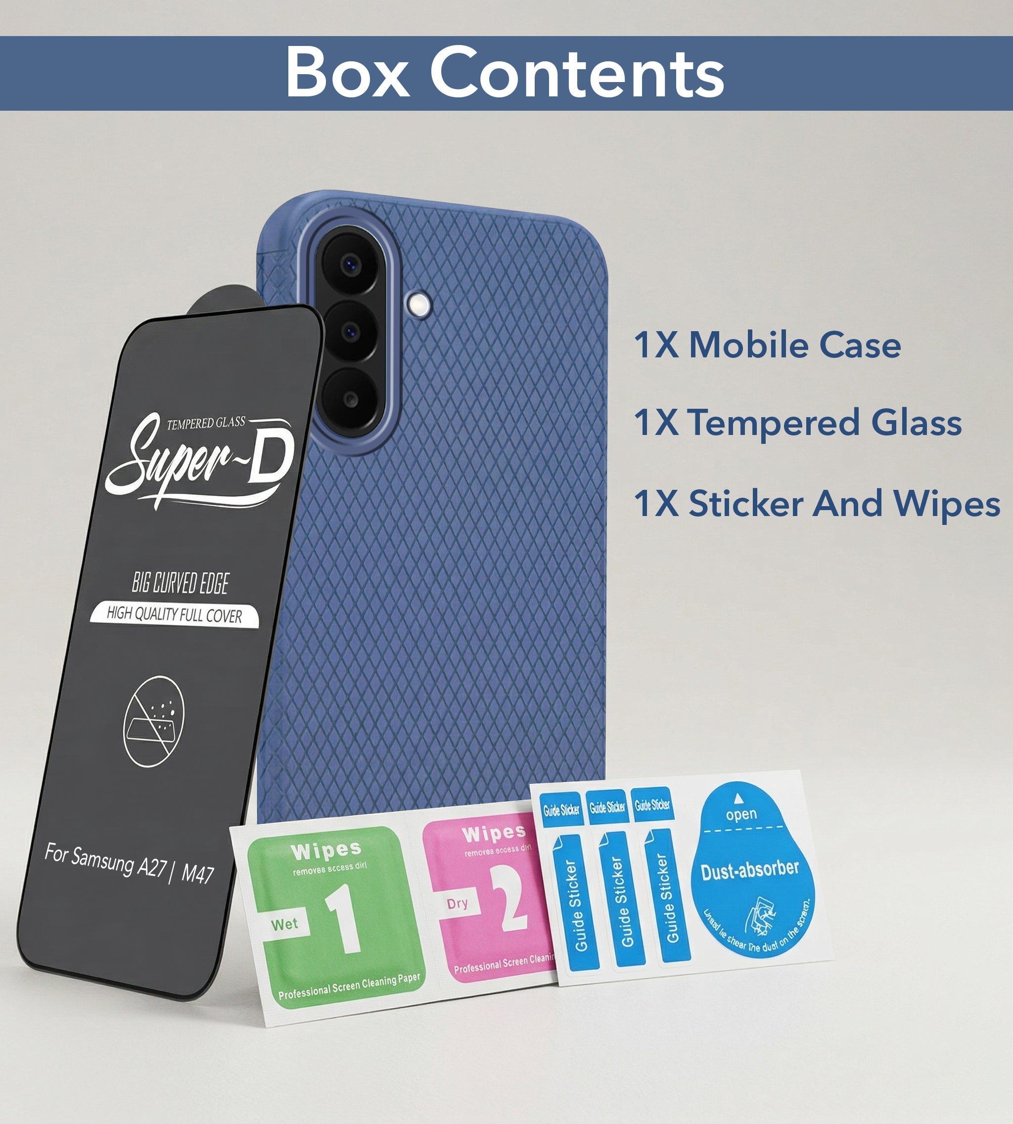 For Samsung A27 5G | Samsung M47 5G Combo with Back Cover and 9H Tempered Glass (Liquid Silicone | Camera Protection | Oleophobic Coating Screen Glass)