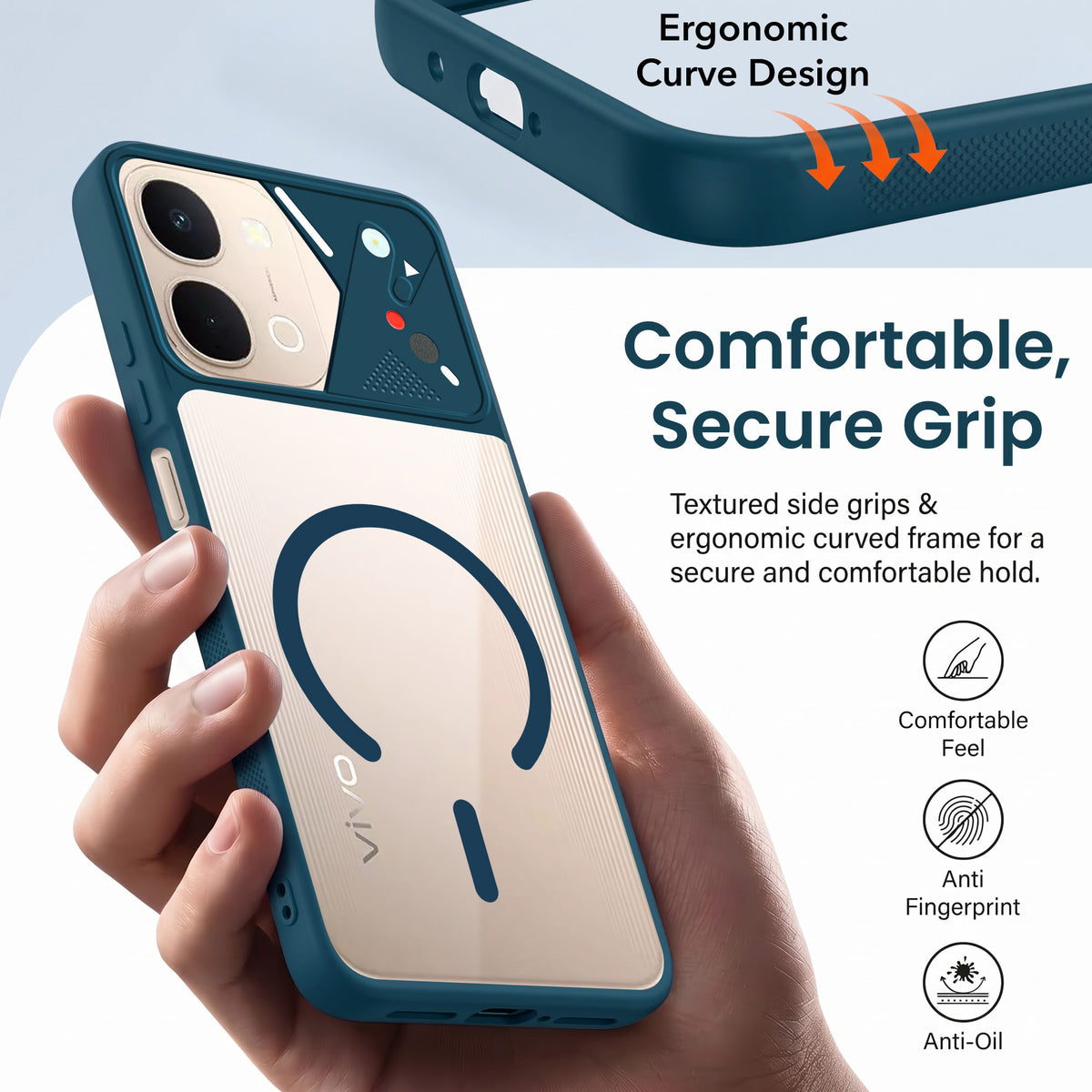 For Vivo Y51 Pro 5G | Vivo T5x Back Cover Case Lifetime Anti-Yellow Clear (Camera Protection | Side Grip | Wireless MagSafe Compatible)