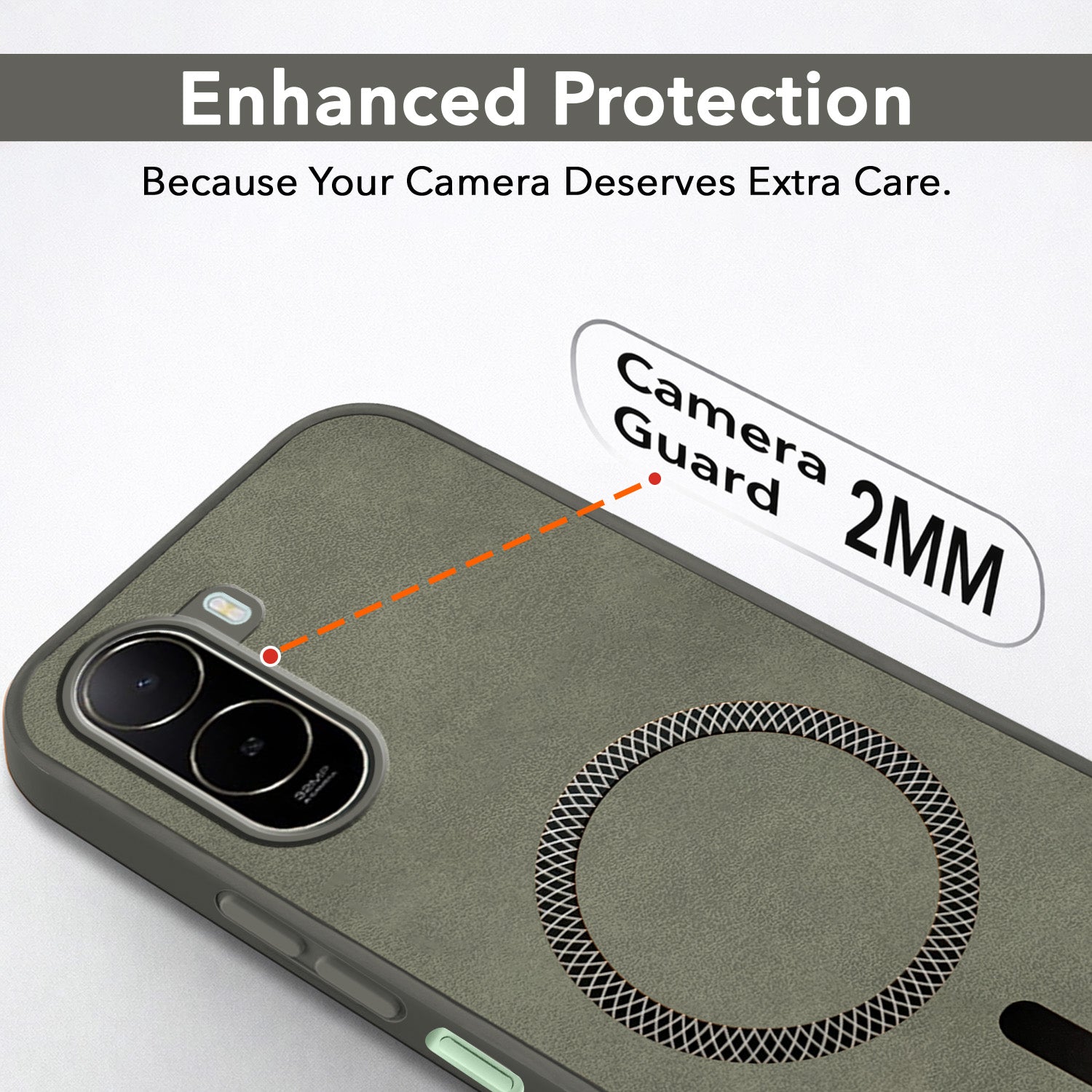 For Poco C85x 5G Back Cover Case Leather Finish (MagSafe Compatible Wireless Charging | Soft Touch | Camera Bump Protection) (Copy)