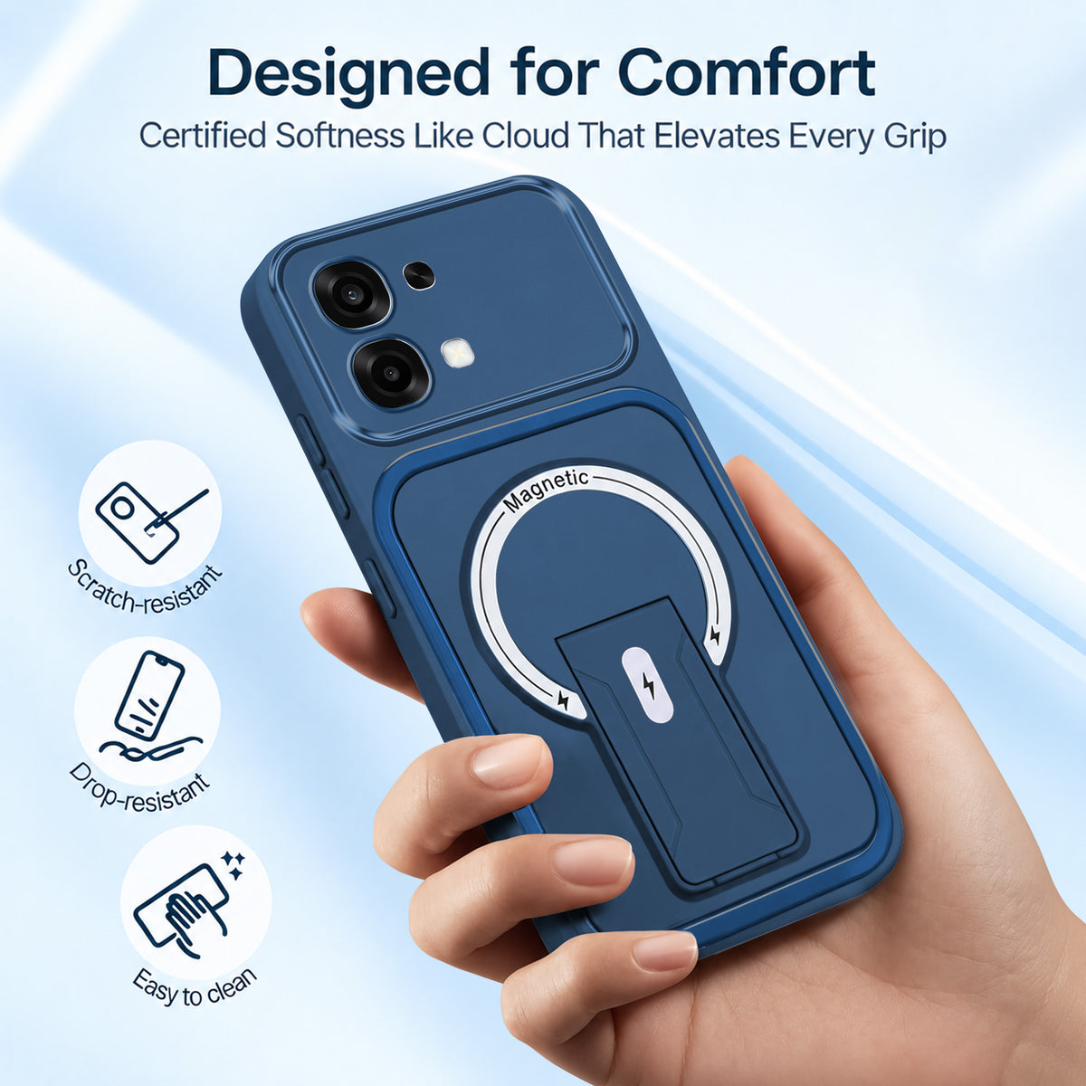 For Oppo F31 5G | Oppo F33 5G Back Case Cover Metallic (Hybrid Armor Kickstand | MagSafe Compatible | Camera Protection Shockproof)