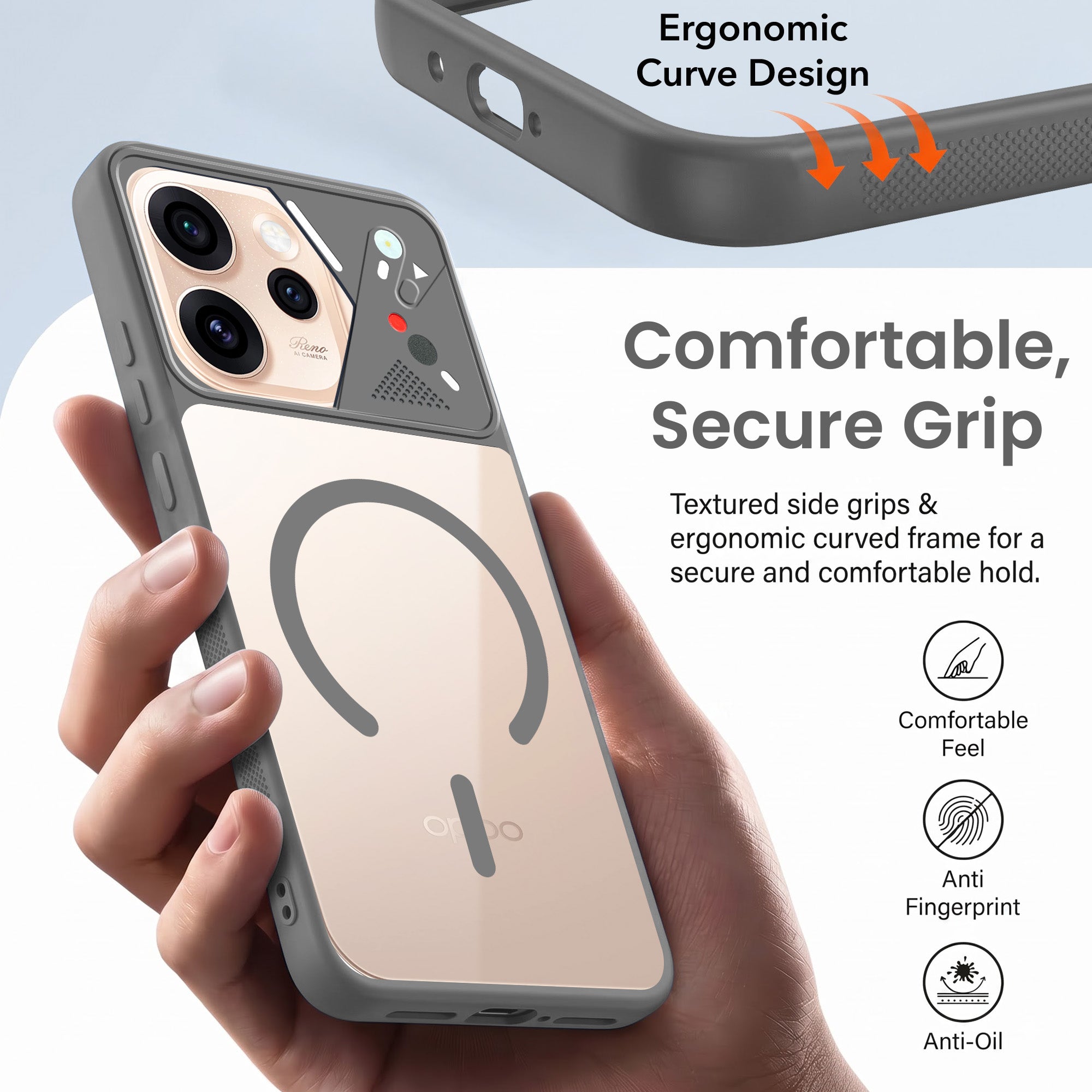 For Oppo Reno15 Pro 5G | Oppo Reno 15 Pro 5G Back Cover Case Lifetime Anti-Yellow Clear (Camera Protection | Side Grip | Wireless MagSafe Compatible)