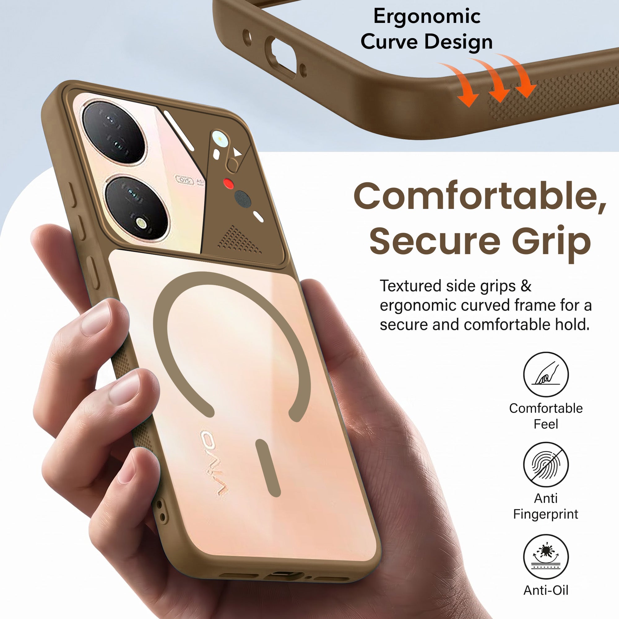 For Vivo Y100 Back Cover Case Lifetime Anti-Yellow Clear (Camera Protection | Side Grip | Wireless MagSafe Compatible)