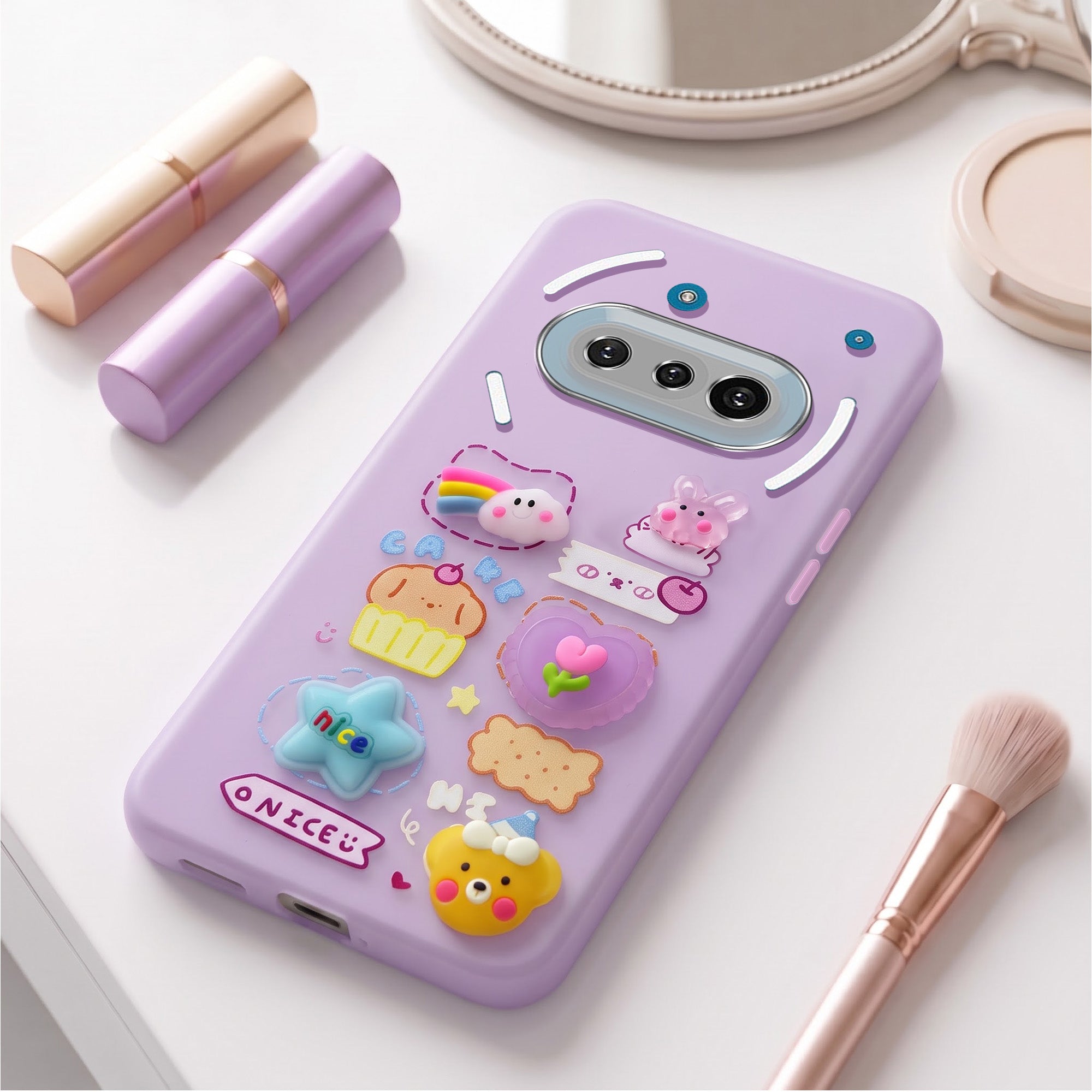 For Nothing Phone 3A 5G Back Cover Case (3D Cute Cartoons | Hard Back Side Soft | Matte Premium Finish | HD Printing)