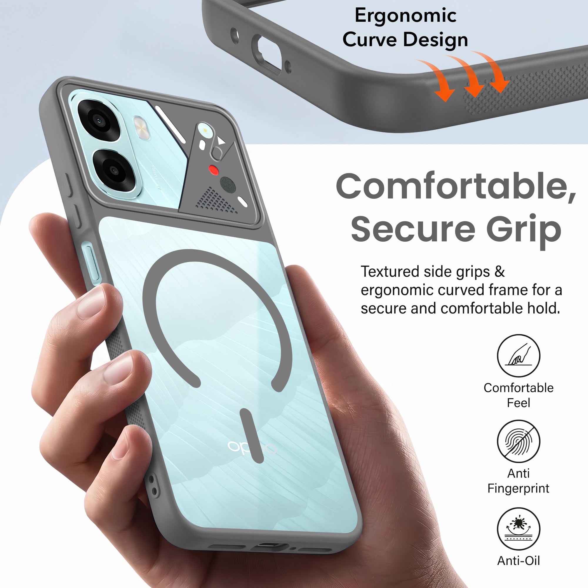 For Oppo A6X | Oppo A6S Back Cover Case Lifetime Anti-Yellow Clear (Camera Protection | Side Grip | Wireless MagSafe Compatible)
