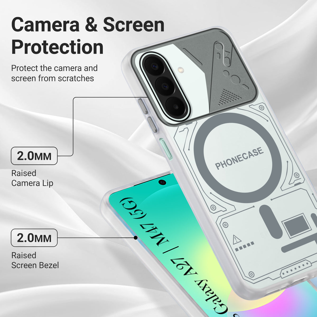 For Samsung Galaxy A27 5G | Galaxy M47 5G Metallic Back Cover Case (Metallic Camera Protection & Buttons | Translucent Milky Shade | Hard Polycarbonate)