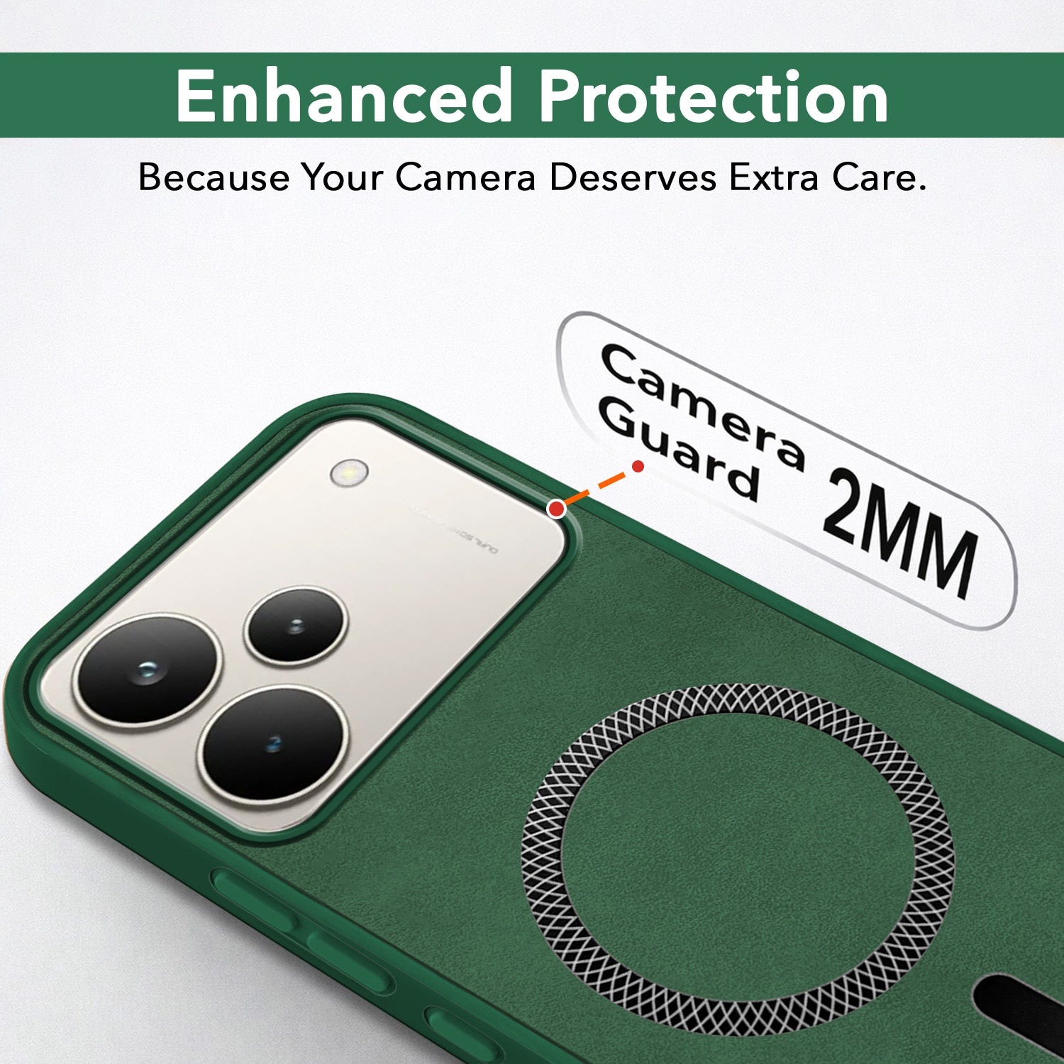 For Realme P4 Pro Back Cover Case Leather Finish (MagSafe Compatible Wireless Charging | Soft Touch | Camera Bump Protection)