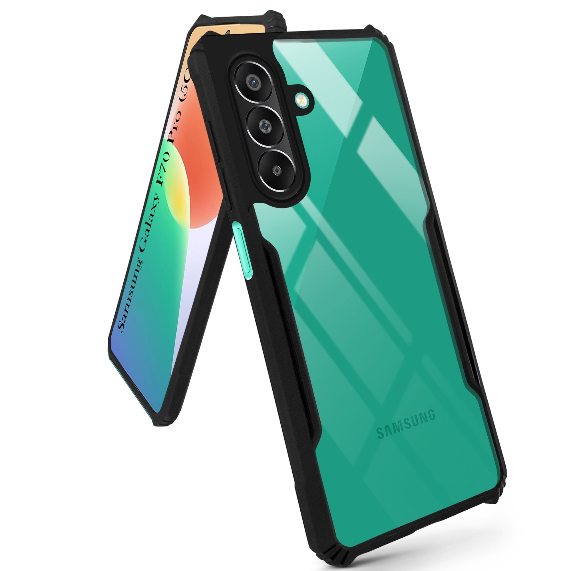 For Samsung Galaxy F70 Pro 5G Back Cover Case Hybrid (Shockproof with Polycarbonate Clear Panel | Professional Black)