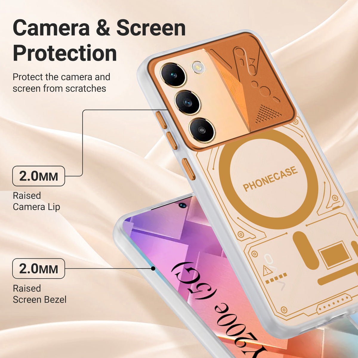 For Vivo Y200e Metallic Back Cover Case (Metallic Camera Protection & Buttons | Translucent Milky Shade | Hard Polycarbonate)