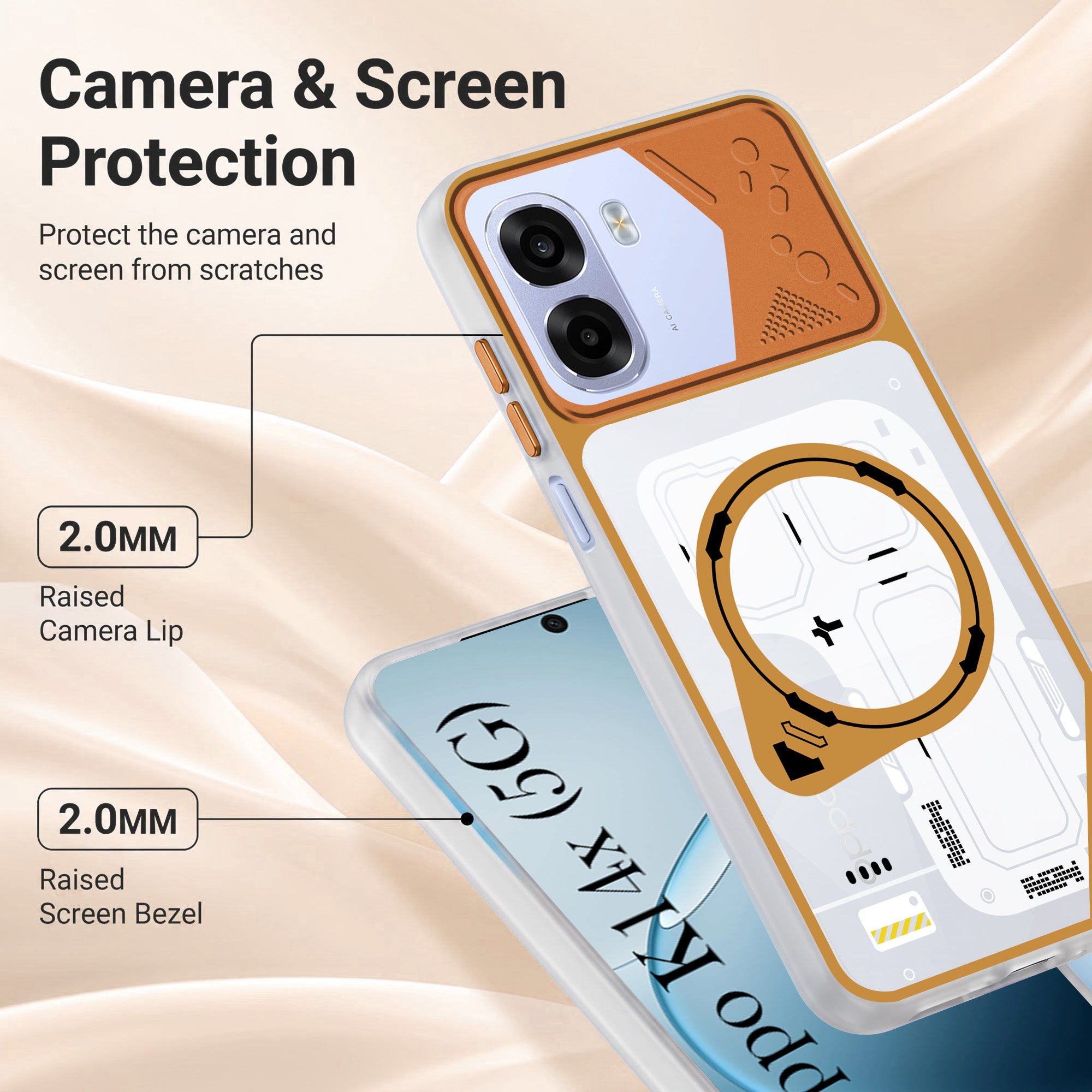 For Oppo K14x 5G Metallic Back Cover Case (Metallic Camera Protection & Buttons | Translucent Milky Shade | Hard Polycarbonate)