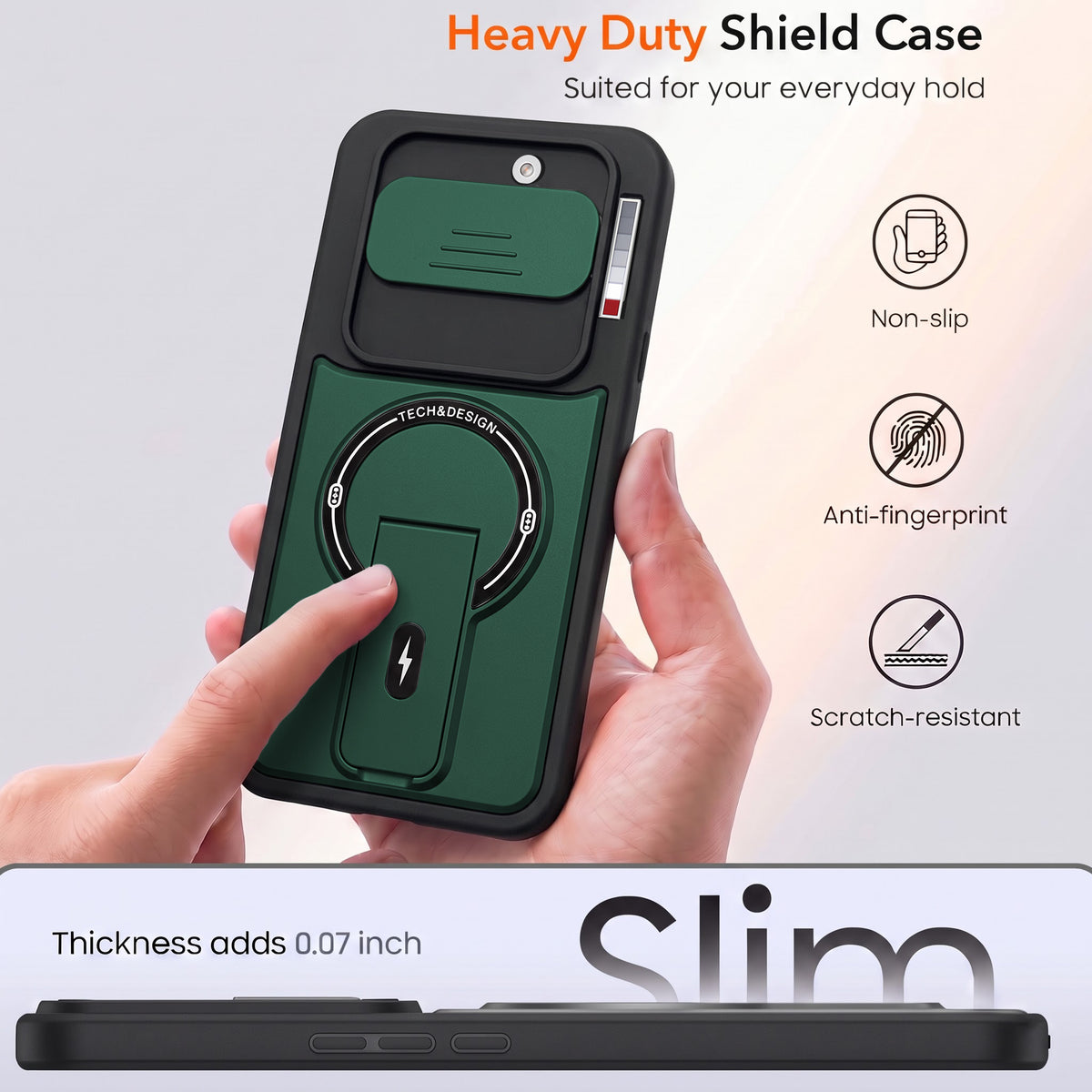 For Nothing Phone 4A 5G Back Case Cover Metallic (Hybrid Armor Kickstand | Sliding Shutter Camera Protection | MagSafe Compatible)