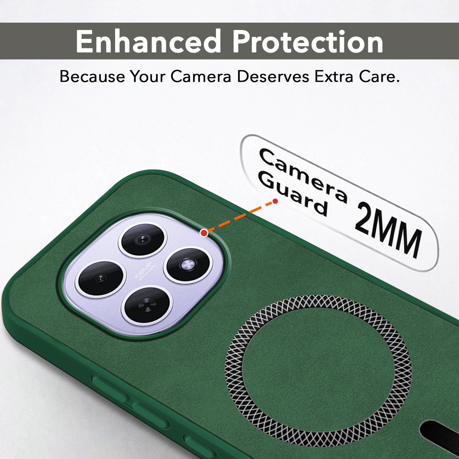 For Xiaomi Redmi Note 15 5G | Redmi Note 15 SE 5G Back Cover Case Leather Finish (MagSafe Compatible Wireless Charging | Soft Touch | Camera Bump Protection)
