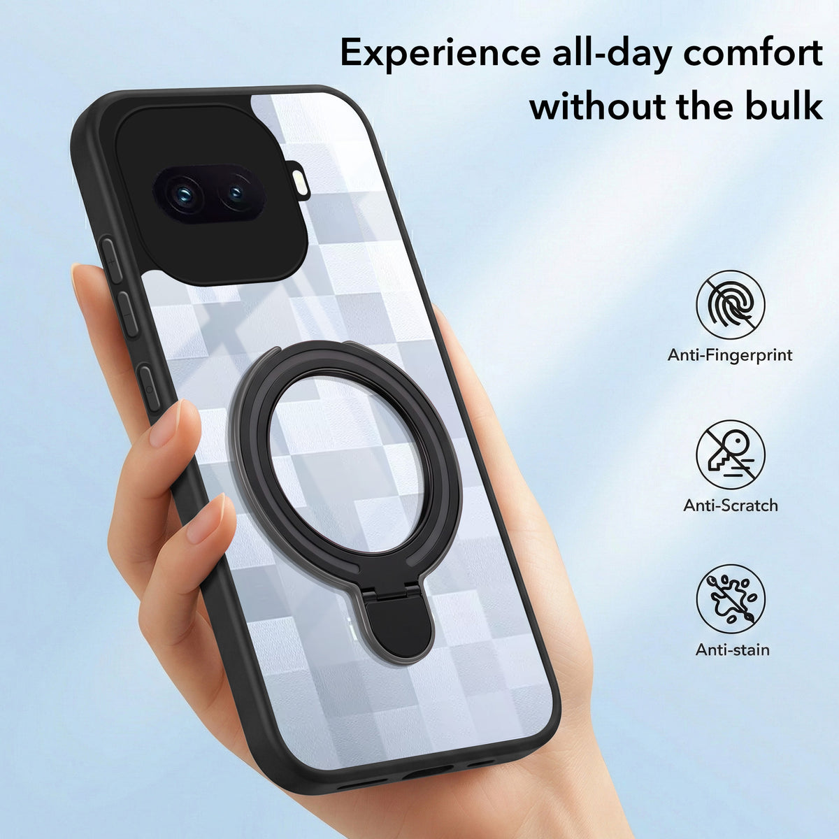 For Vivo iQOO 15R 5G Back Cover Case (Kick Stand Ring Holder | Life time Anti Yellow | Camera Protection)