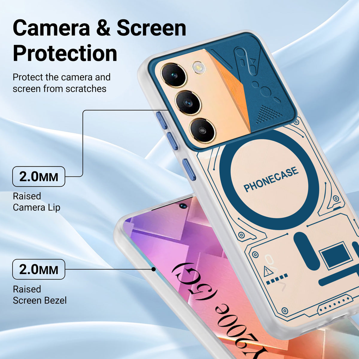 For Vivo Y200e Metallic Back Cover Case (Metallic Camera Protection & Buttons | Translucent Milky Shade | Hard Polycarbonate)
