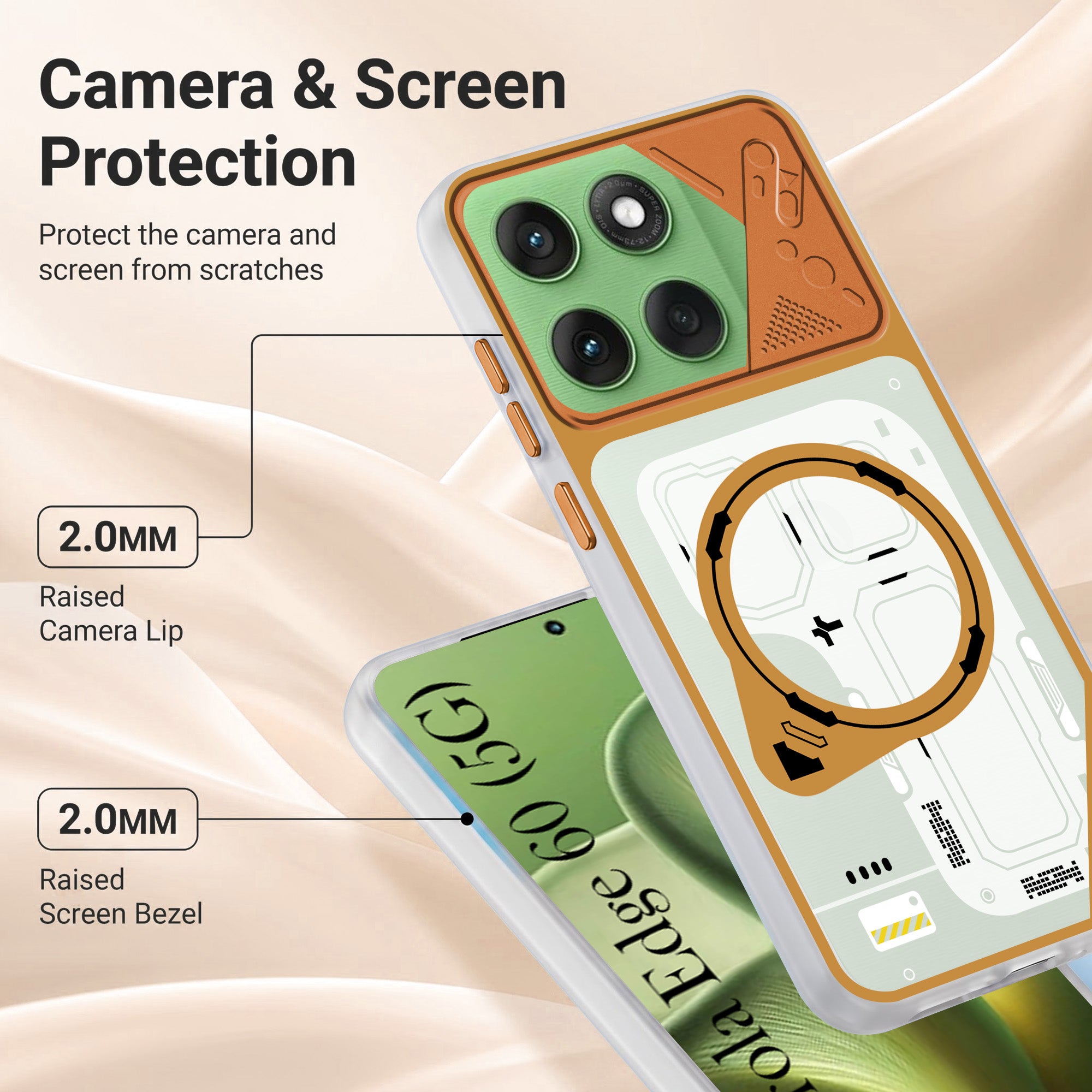 For Motorola Moto Edge 60 Metallic Back Cover Case (Metallic Camera Protection & Buttons | Translucent Milky Shade | Hard Polycarbonate)