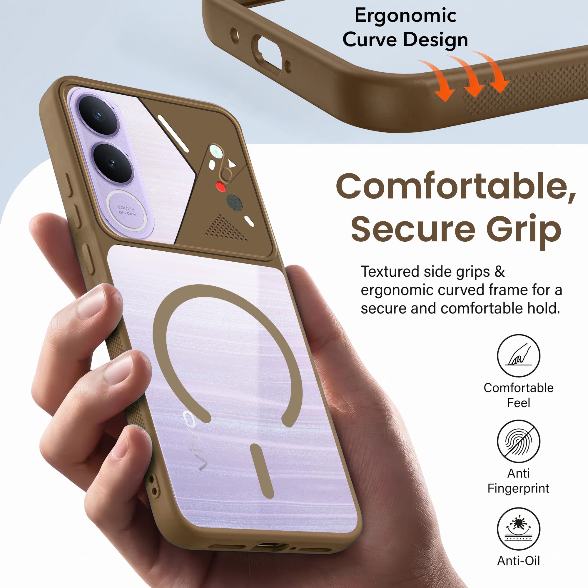 For Vivo V70 FE 5G Back Cover Case Lifetime Anti-Yellow Clear (Camera Protection | Side Grip | Wireless MagSafe Compatible)