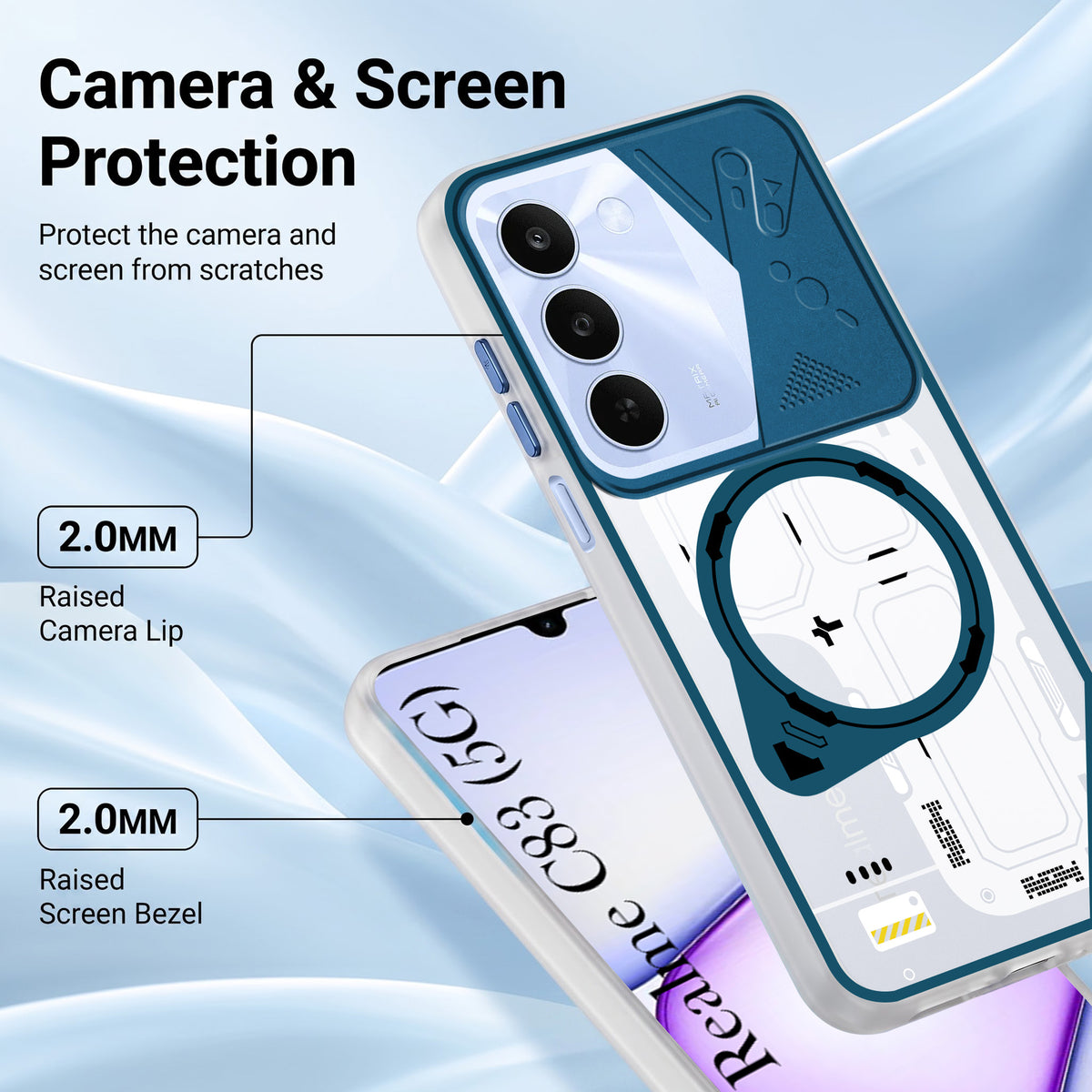For Realme C83 5G Metallic Back Cover Case (Metallic Camera Protection & Buttons | Translucent Milky Shade | Hard Polycarbonate)