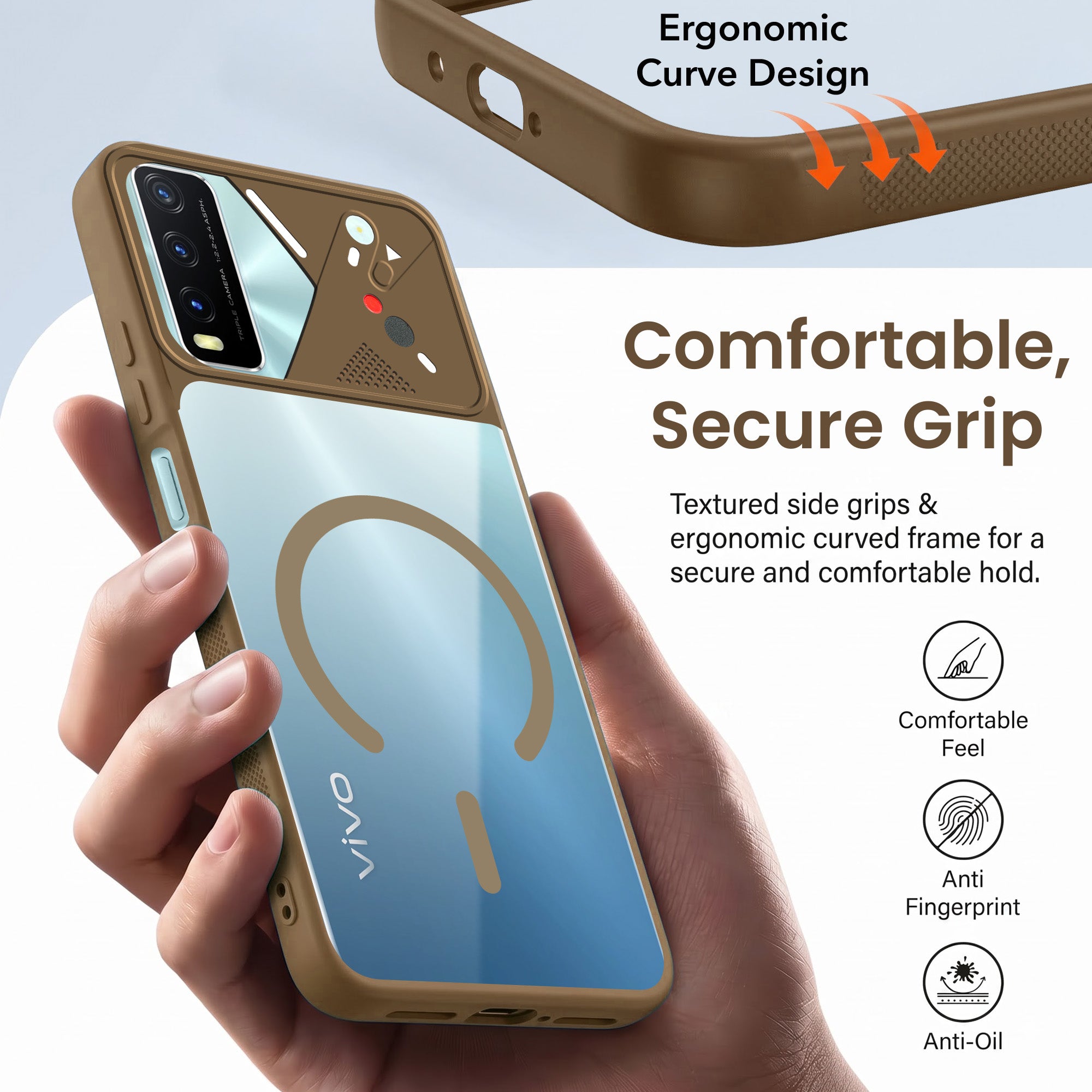 For Vivo Y20 | Y20i Back Cover Case Lifetime Anti-Yellow Clear (Camera Protection | Side Grip | Wireless MagSafe Compatible)