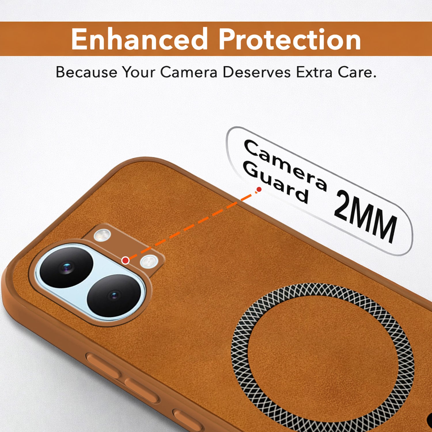 For Poco X8 Pro Max 5G Back Cover Case Leather Finish (MagSafe Compatible Wireless Charging | Soft Touch | Camera Bump Protection)
