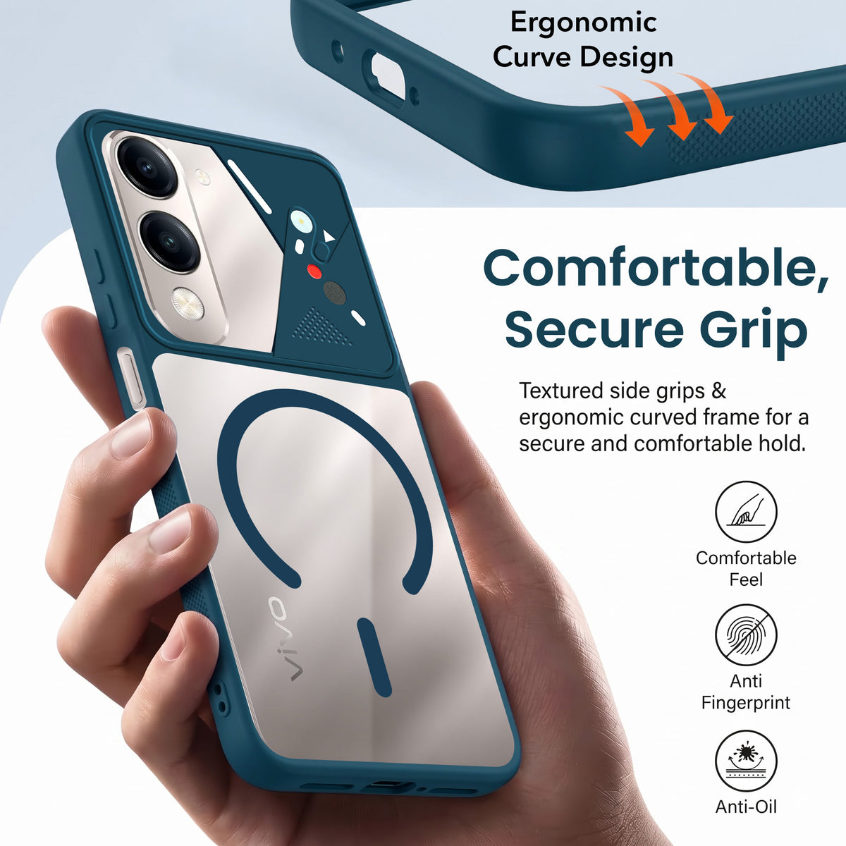 For Vivo Y19 | Vivo Y19e | Vivo T4 Lite Back Cover Case Lifetime Anti-Yellow Clear (Camera Protection | Side Grip | Wireless MagSafe Compatible)
