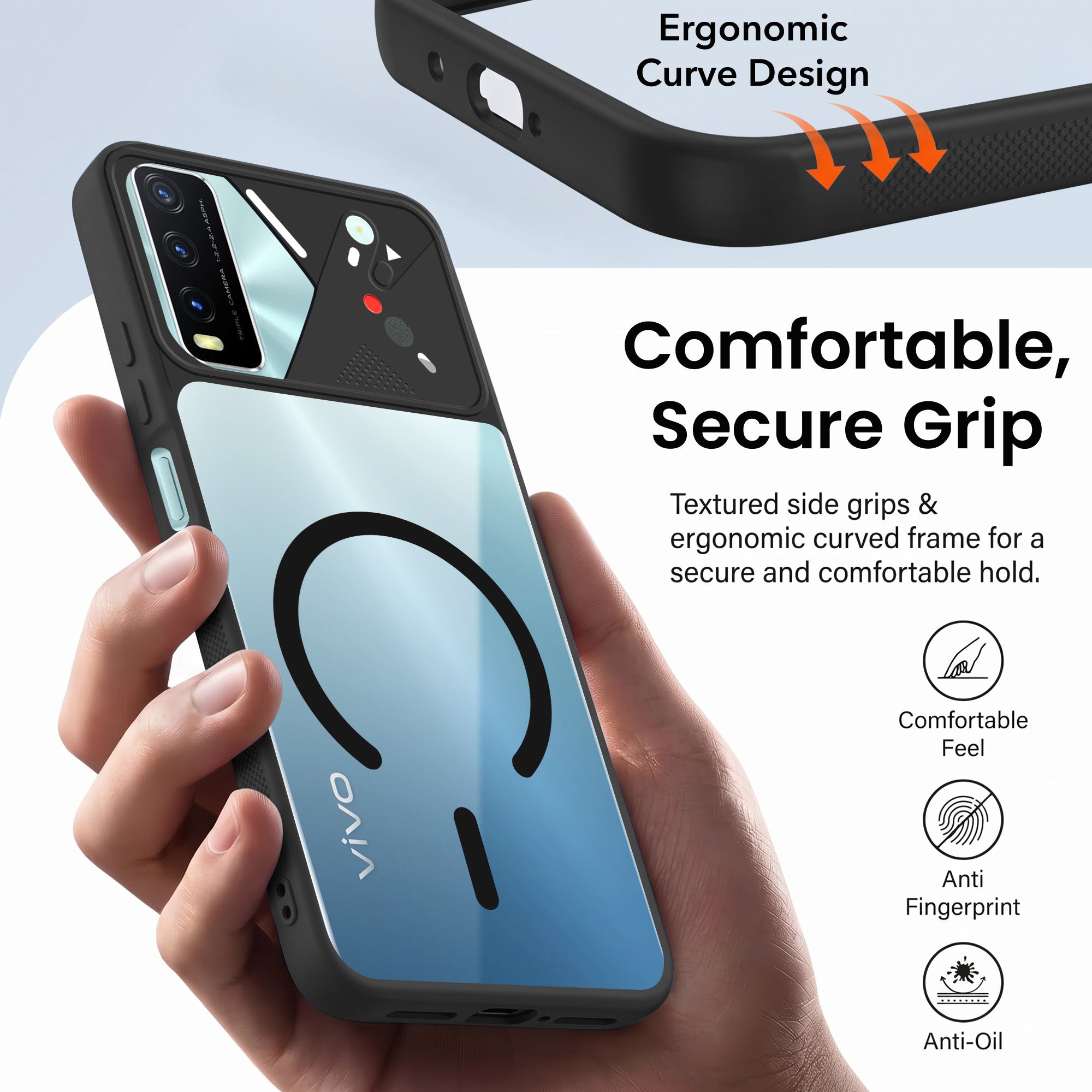 For Vivo Y20 | Y20i Back Cover Case Lifetime Anti-Yellow Clear (Camera Protection | Side Grip | Wireless MagSafe Compatible)