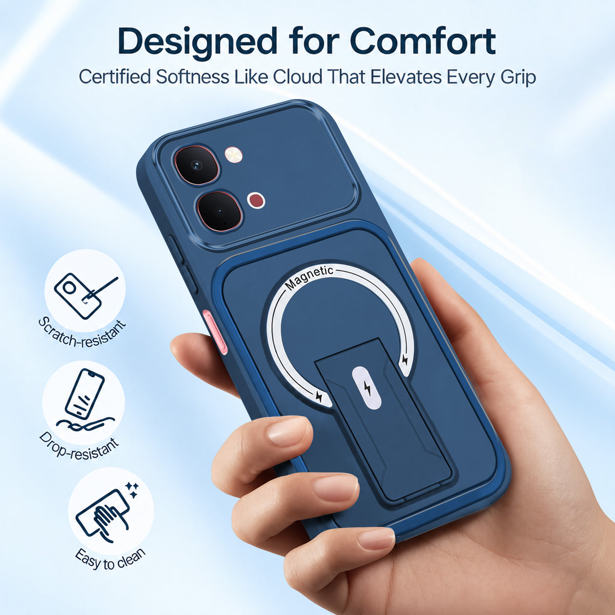 For Vivo Y31T 5G Back Case Cover Metallic (Hybrid Armor Kickstand | MagSafe Compatible | Camera Protection Shockproof)