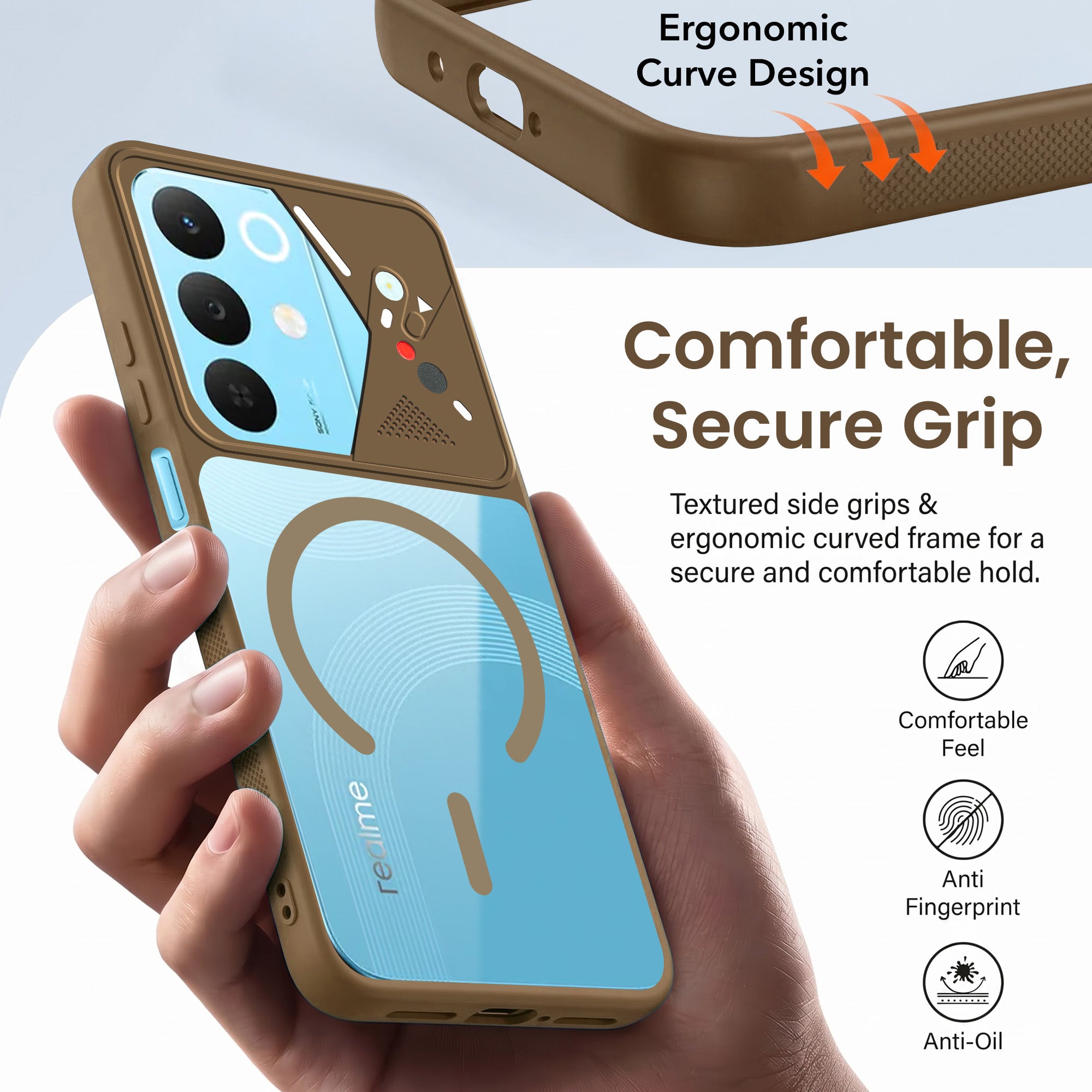 For Realme 15X Back Cover Case Lifetime Anti-Yellow Clear (Camera Protection | Side Grip | Wireless MagSafe Compatible)