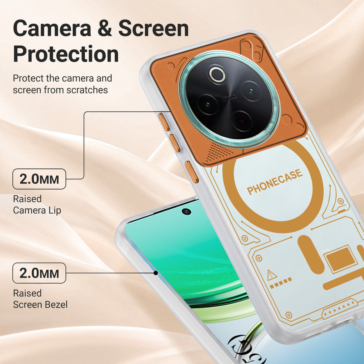 For Vivo T4 Metallic Back Cover Case (Metallic Camera Protection & Buttons | Translucent Milky Shade | Hard Polycarbonate)