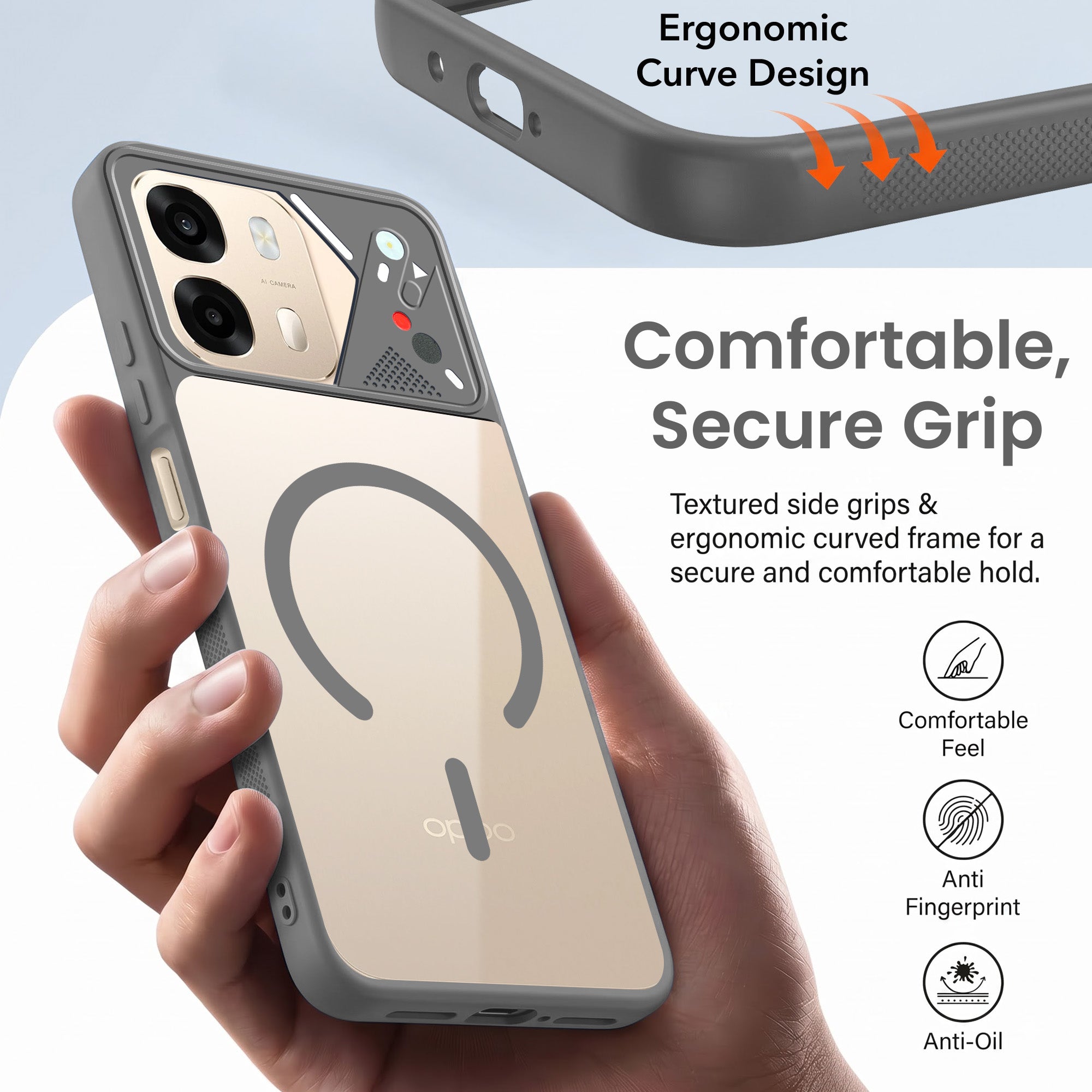 For Oppo A6 Pro Back Cover Case Lifetime Anti-Yellow Clear (Camera Protection | Side Grip | Wireless MagSafe Compatible)
