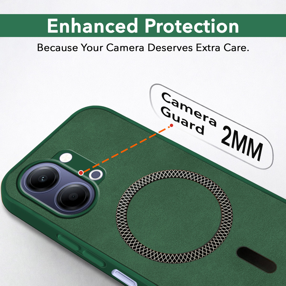 For Vivo iQOO Z11 Lite Back Cover Case Leather Finish (MagSafe Compatible Wireless Charging | Soft Touch | Camera Bump Protection)