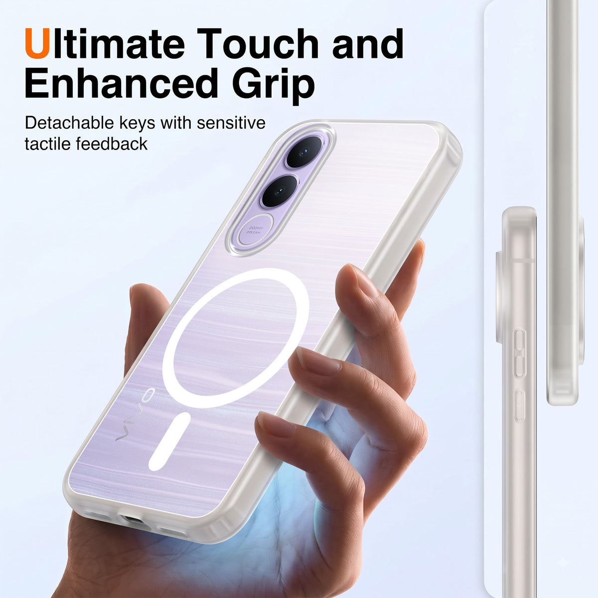 For Vivo V70 FE 5G Matte Finish Back Case Cover (MagSafe Compatible | Translucent Soft Touch | Slim and Unbreakable)