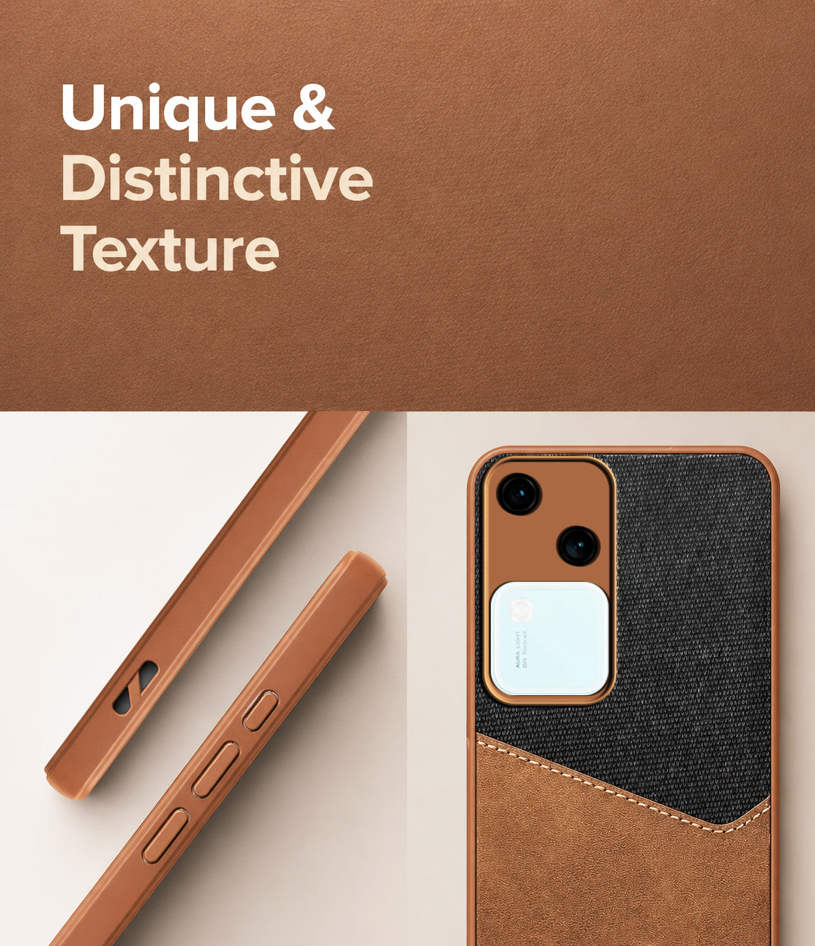 For Vivo V30 Back Cover Case (Dual PU Leather Stitch | Professional Minimalist | Soft and Flexible)