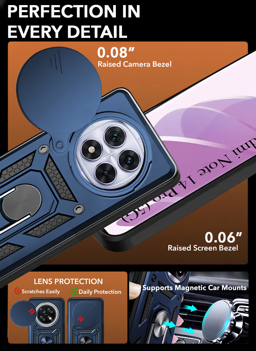 For Redmi Note 14 Pro Back Cover Case (Hybrid Dual Armor Polycarbonate)