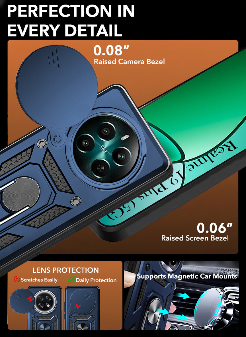For Realme 12 Plus Back Case Cover (Hybrid Dual Armor Polycarbonate)
