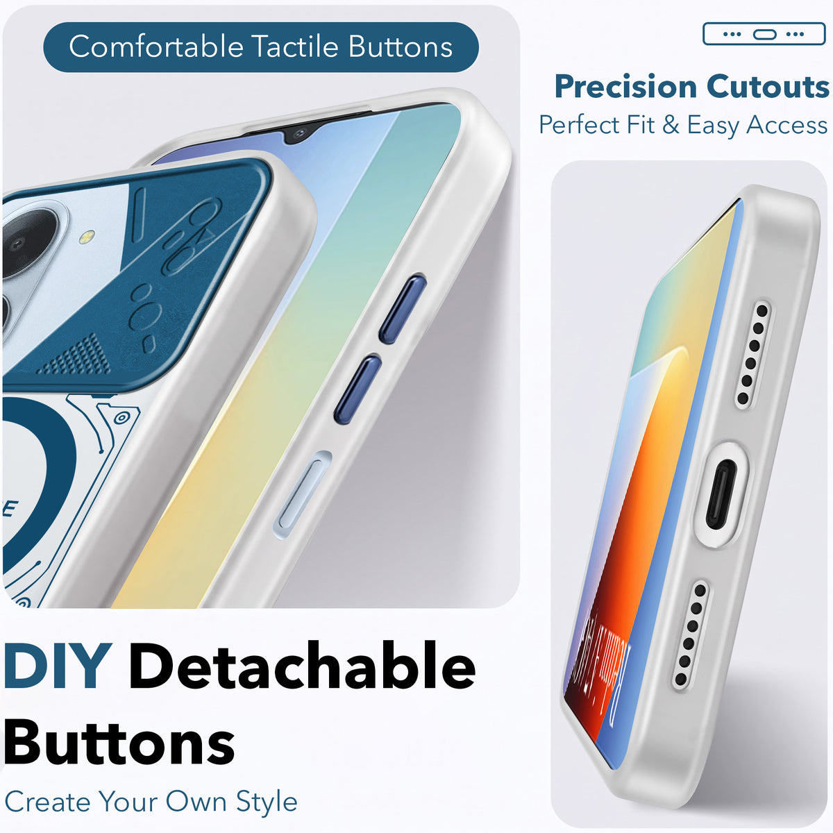 For Redmi A7 4G Metallic Back Cover Case (Metallic Camera Protection & Buttons | Translucent Milky Shade | Hard Polycarbonate)