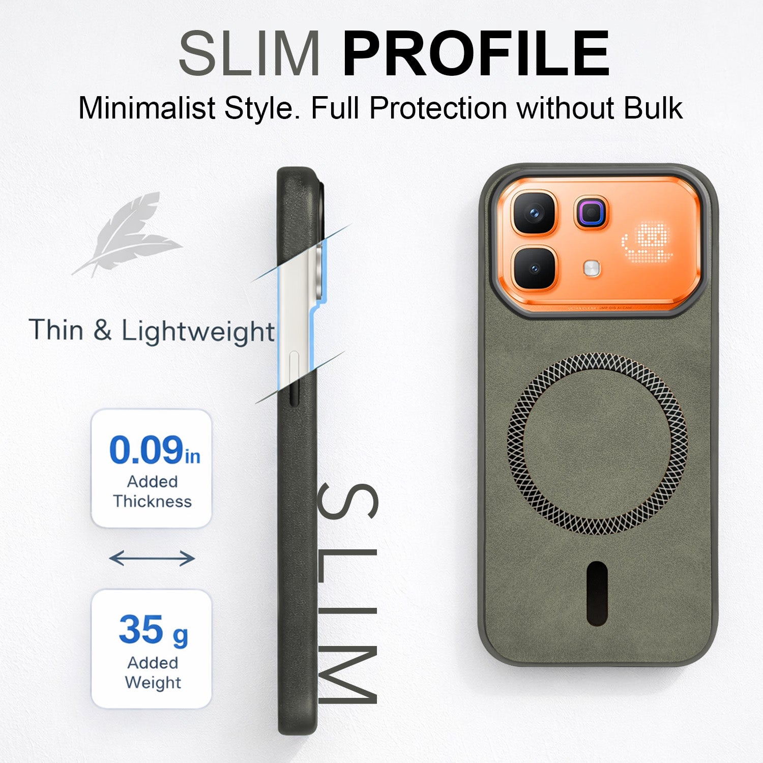 For Infinix Note 60 Pro 5G Back Cover Case Leather Finish (MagSafe Compatible Wireless Charging | Soft Touch | Camera Bump Protection)