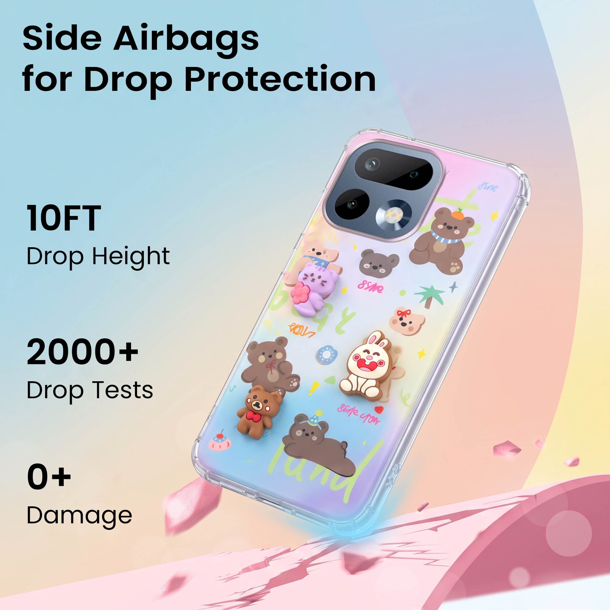 For Realme 16 Pro Back Cover Case (3D Cute Cartoons | Hard Back Side Soft | Matte Premium Finish | HD Printing)