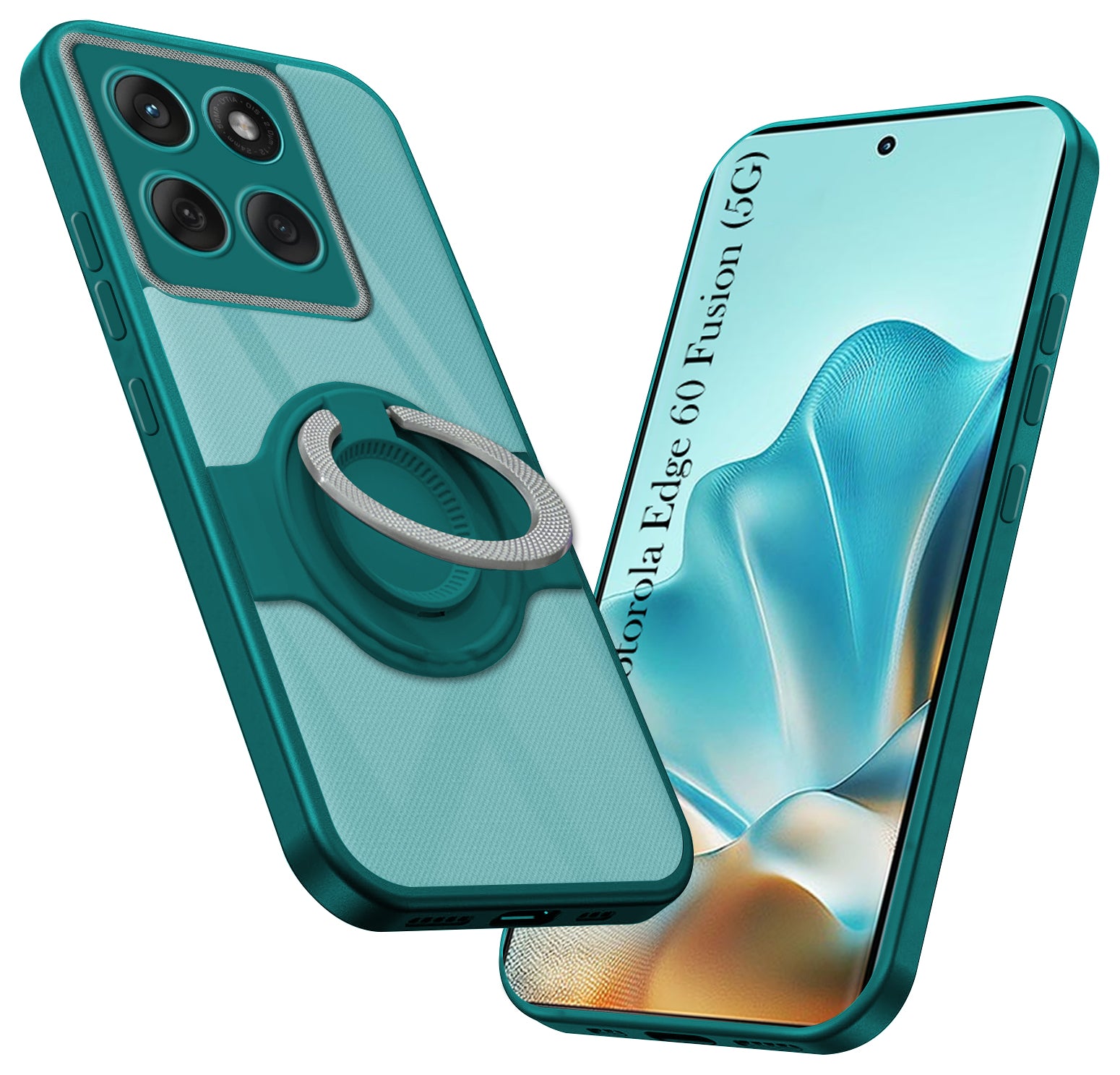 For Motorola Moto Edge 60 Fusion Back Cover Case with stand (Built-in Ring Holder Kickstand | Lifetime Anti Yellow | Camera Protection)