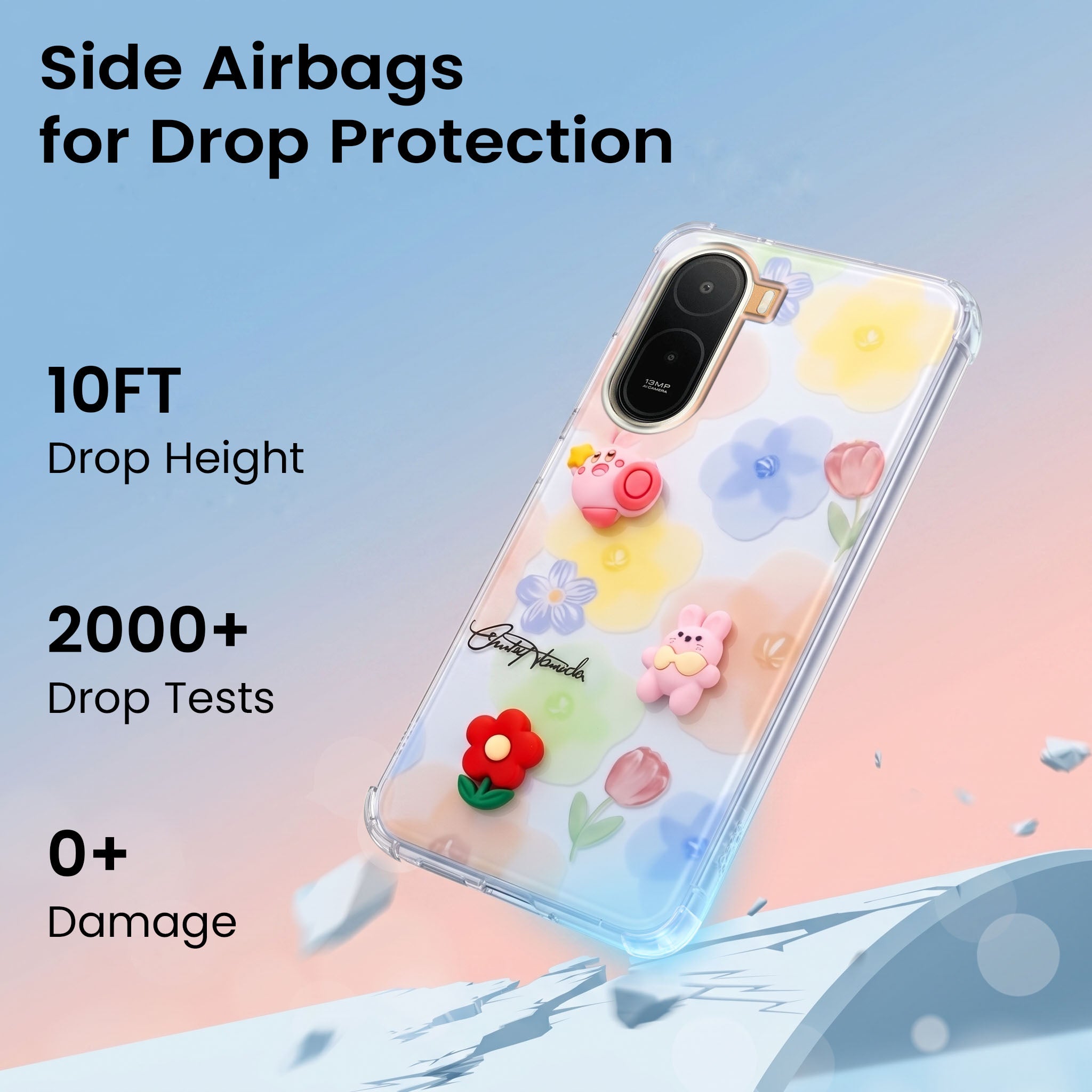 For Redmi A7 Pro 5G Back Cover Case (3D Cute Cartoons | Hard Back Side Soft | Matte Premium Finish | HD Printing)