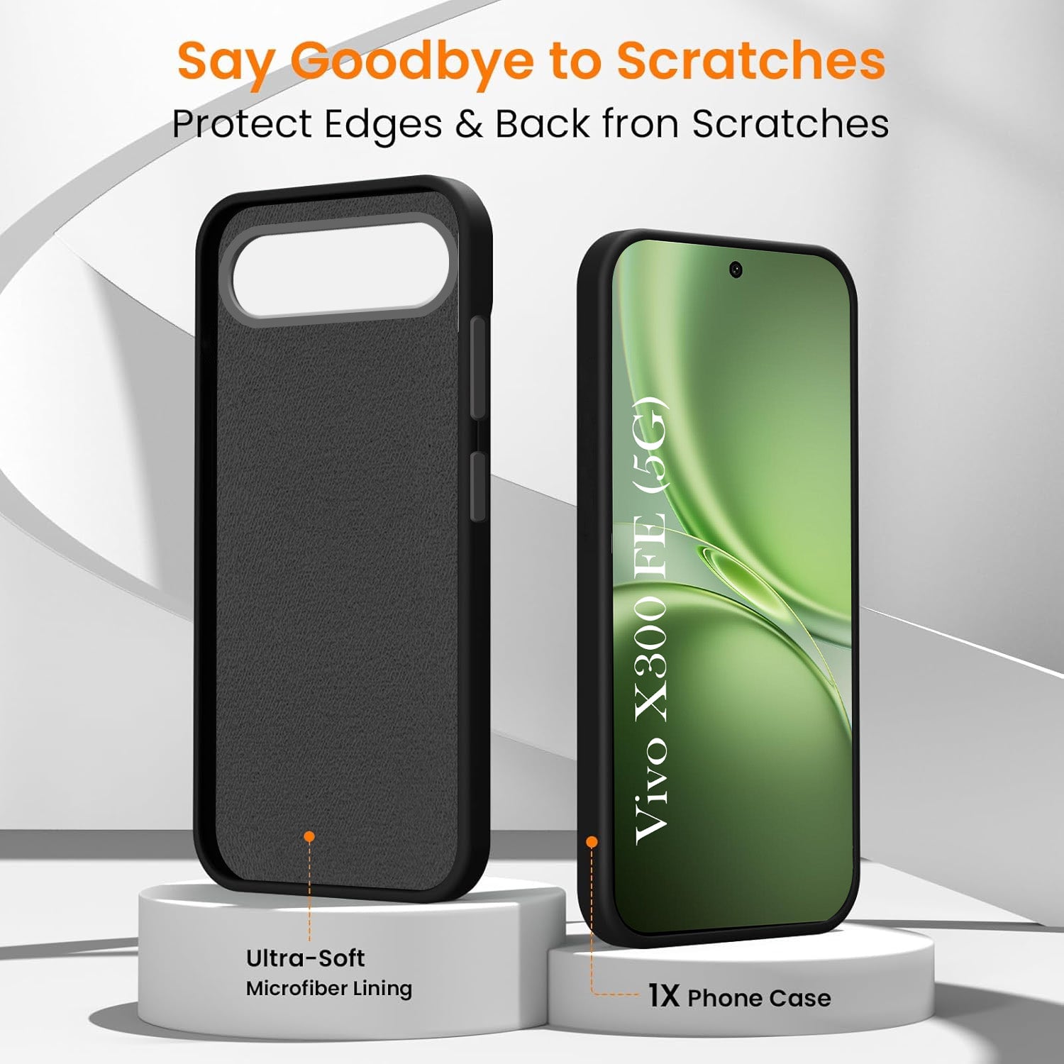 For Vivo X300 FE Back Cover Case Rubberised (Textured Grip Design | Micro-Fiber Cloth Inside | Slim and Light Weight | Soft Touch and Feel)