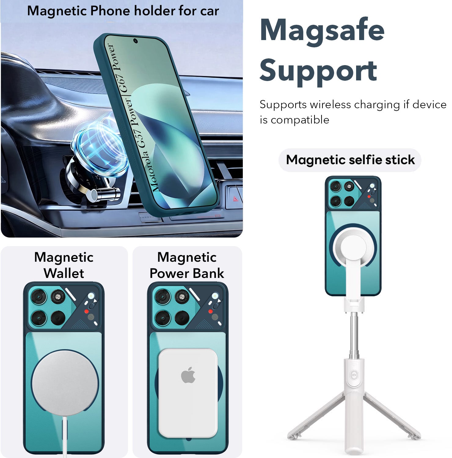 For Motorola Moto G67 Power | G57 Power Back Cover Case Lifetime Anti-Yellow Clear (Camera Protection | Side Grip | Wireless MagSafe Compatible)