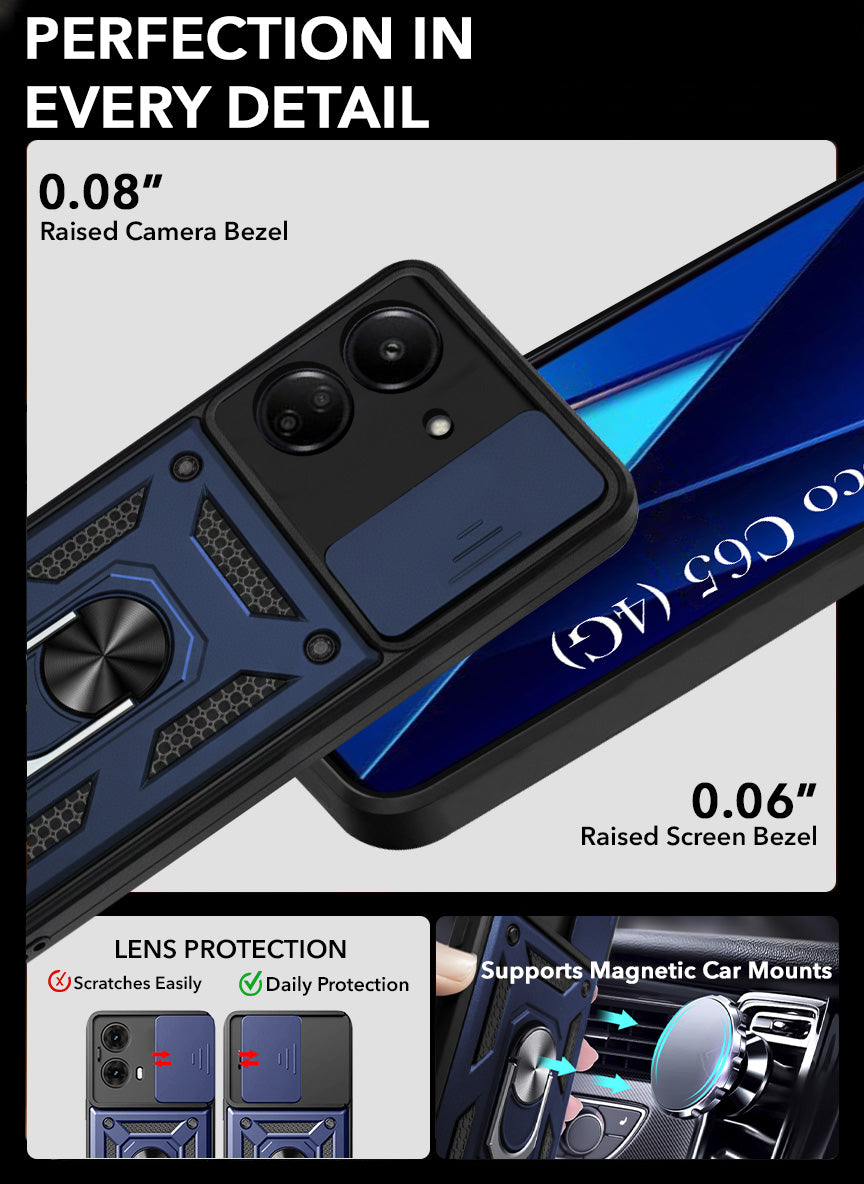For Poco C65 Back Cover Case (Hybrid Dual Armor Polycarbonate)