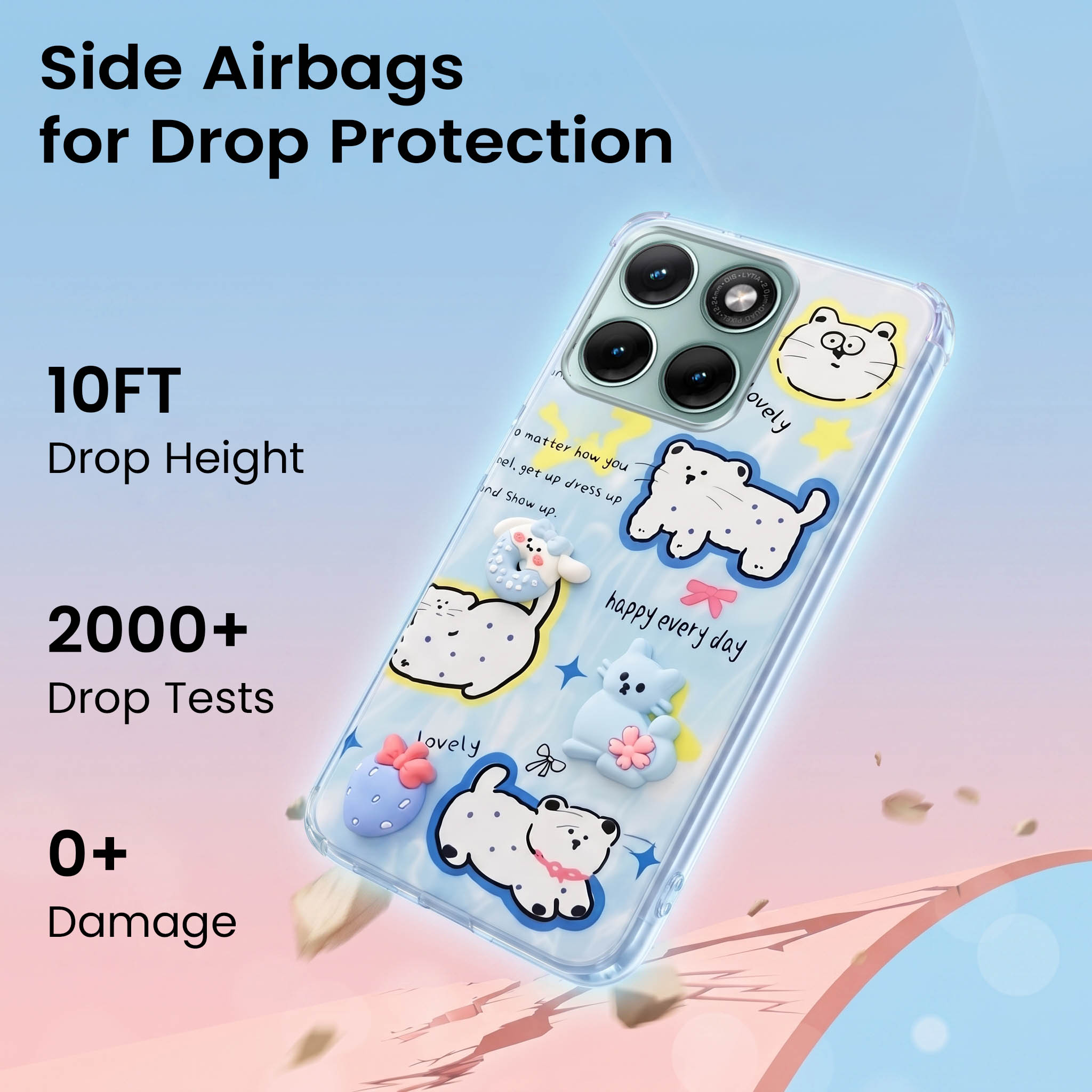 For Motorola Moto Edge 70 Fusion Back Cover Case (3D Cute Cartoons | Hard Back Side Soft | Matte Premium Finish | HD Printing)