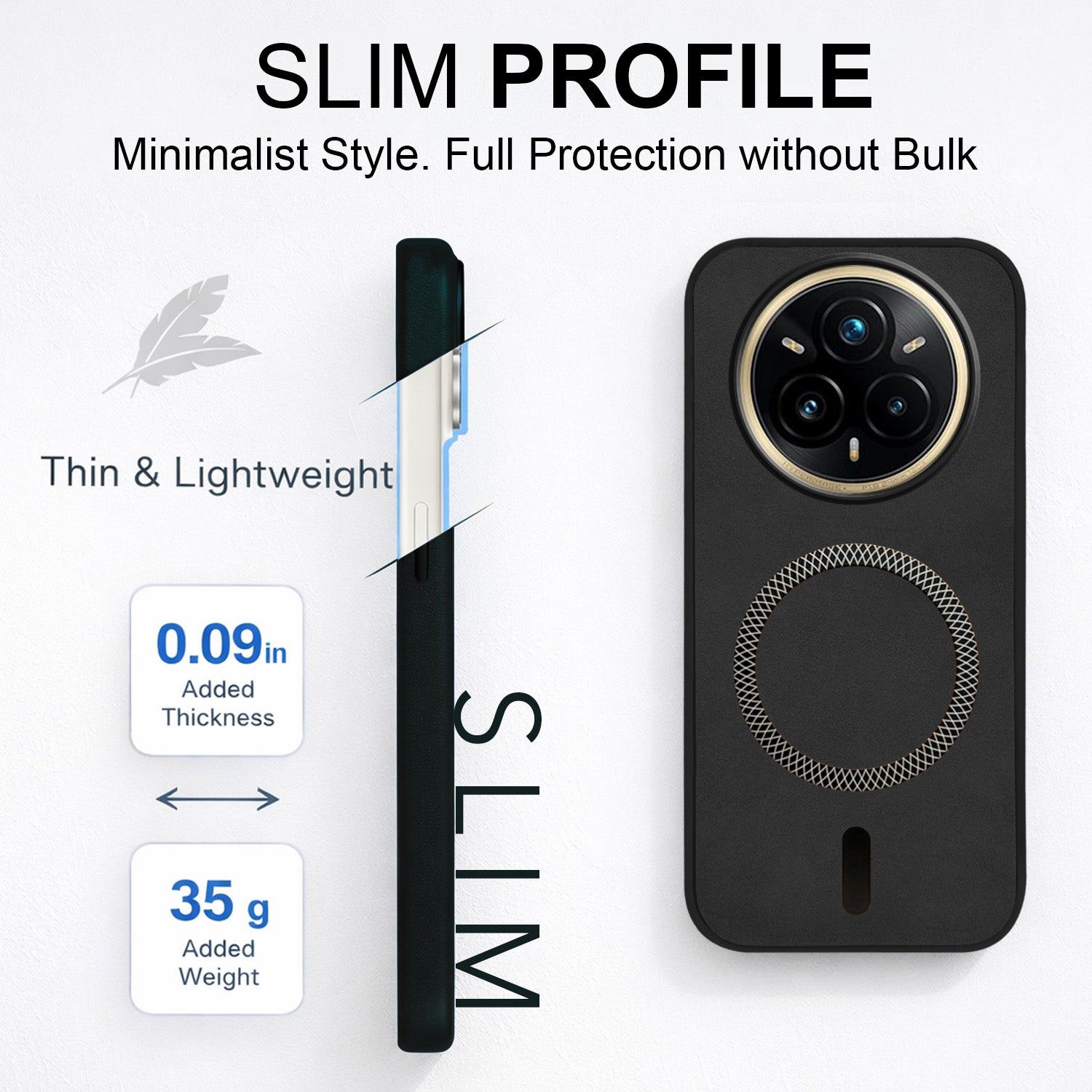 For Realme 14 Pro Plus 5G Back Cover Case Leather Finish (MagSafe Compatible Wireless Charging | Soft Touch | Camera Bump Protection)