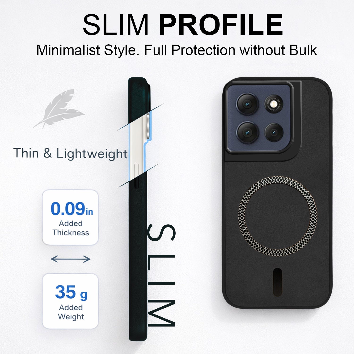 For Motorola Moto G86 Power Back Cover Case Leather Finish (MagSafe Compatible Wireless Charging | Soft Touch | Camera Bump Protection)